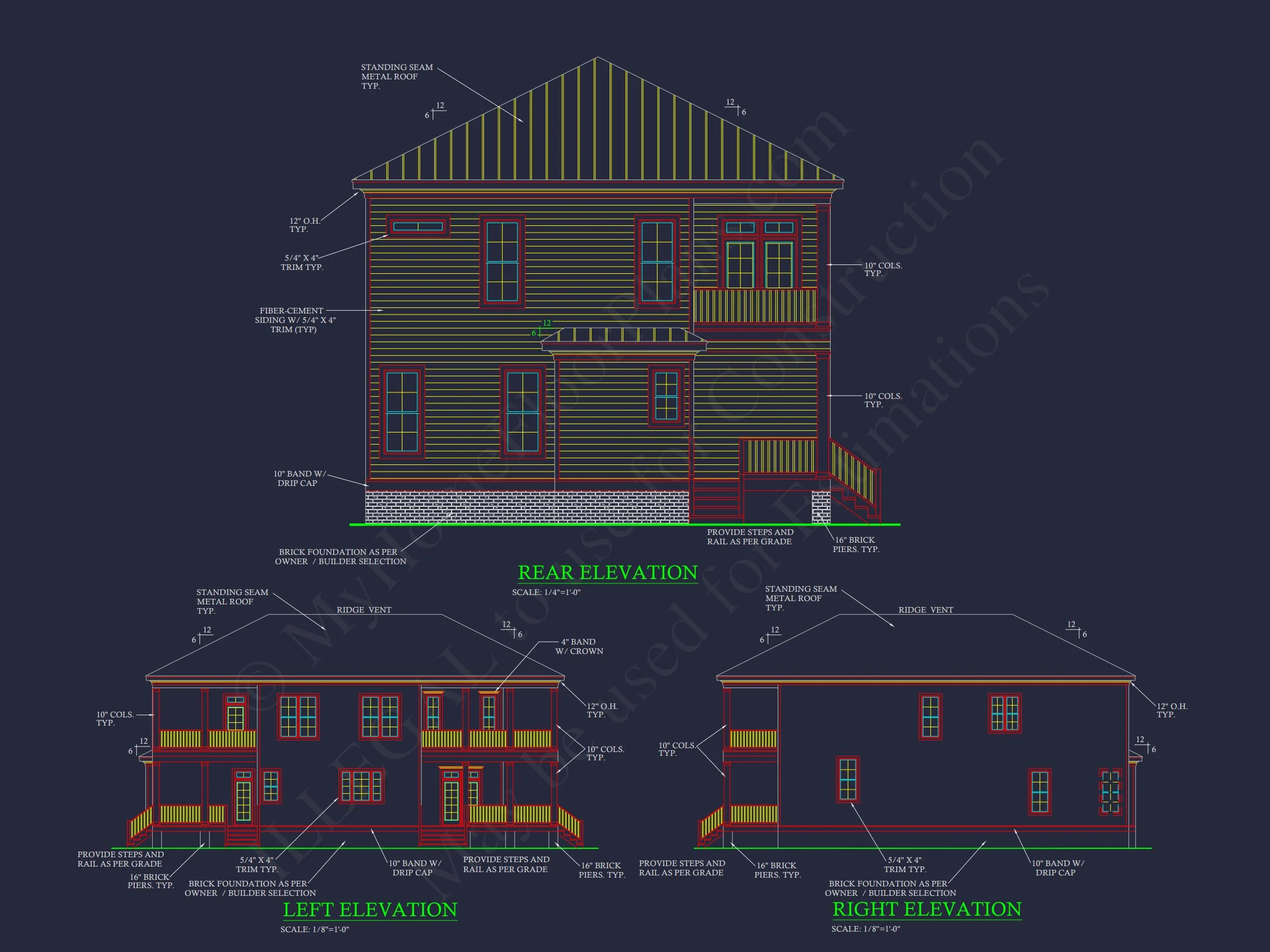 17-1189 HOUSE PLAN - Southern Colonial Farmhouse House Plan with Detailed CAD Designs 4 Southern Colonial Farmhouse house Plan with Detailed CAD Designs