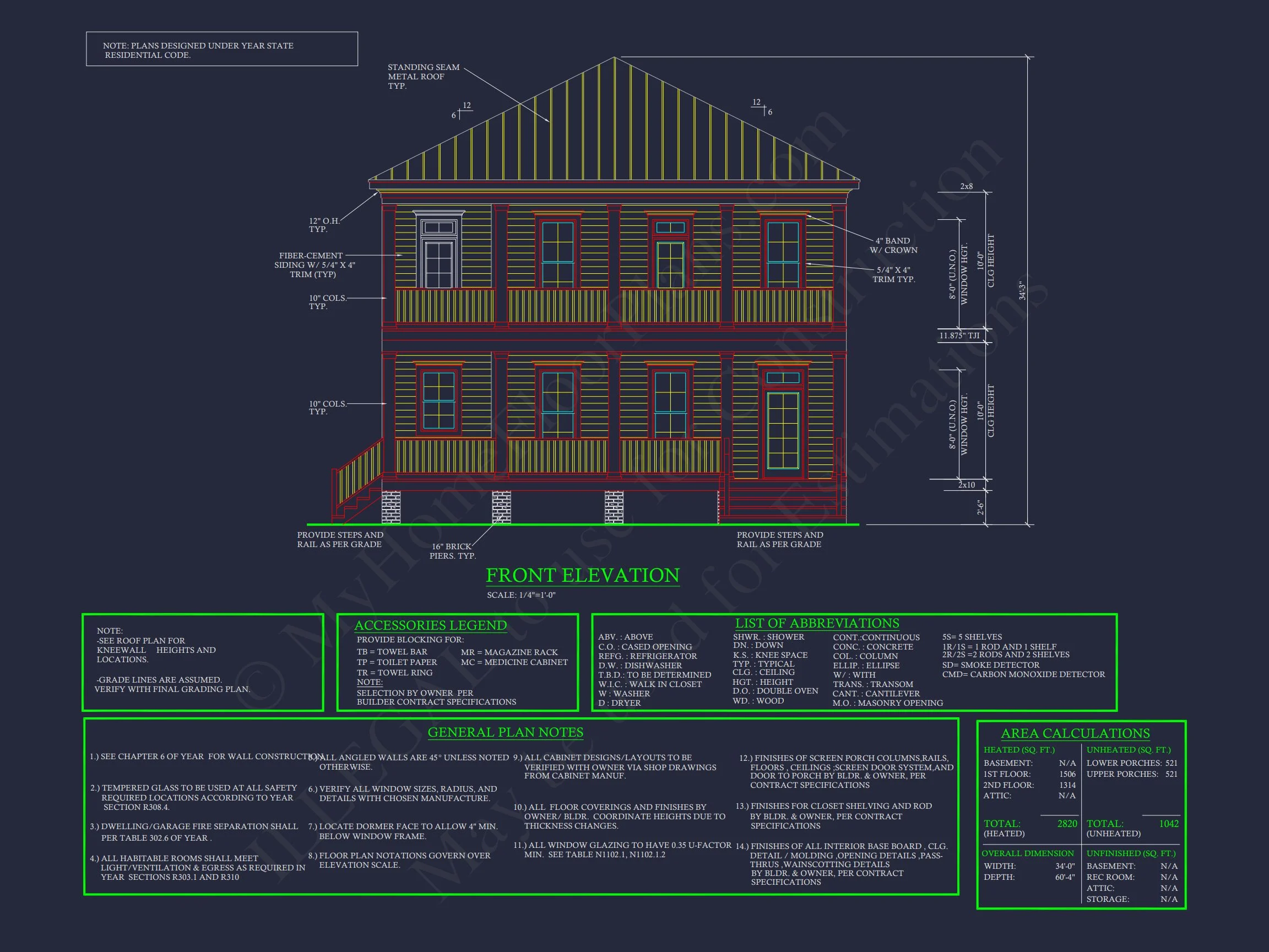 17-1189 HOUSE PLAN - Southern Colonial Farmhouse House Plan with Detailed CAD Designs 3 Southern Colonial Farmhouse house Plan with Detailed CAD Designs