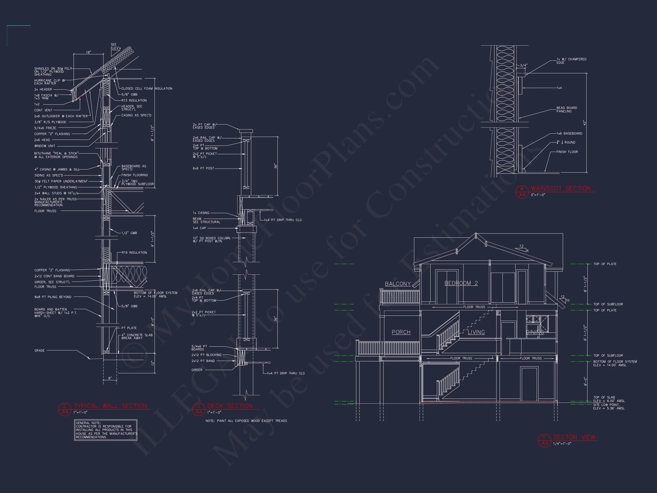17-1160 HOUSE PLAN - Craftsman Beach House Floor Plan with CAD and Designs 7 Craftsman Beach house Floor Plan with CAD and Designs