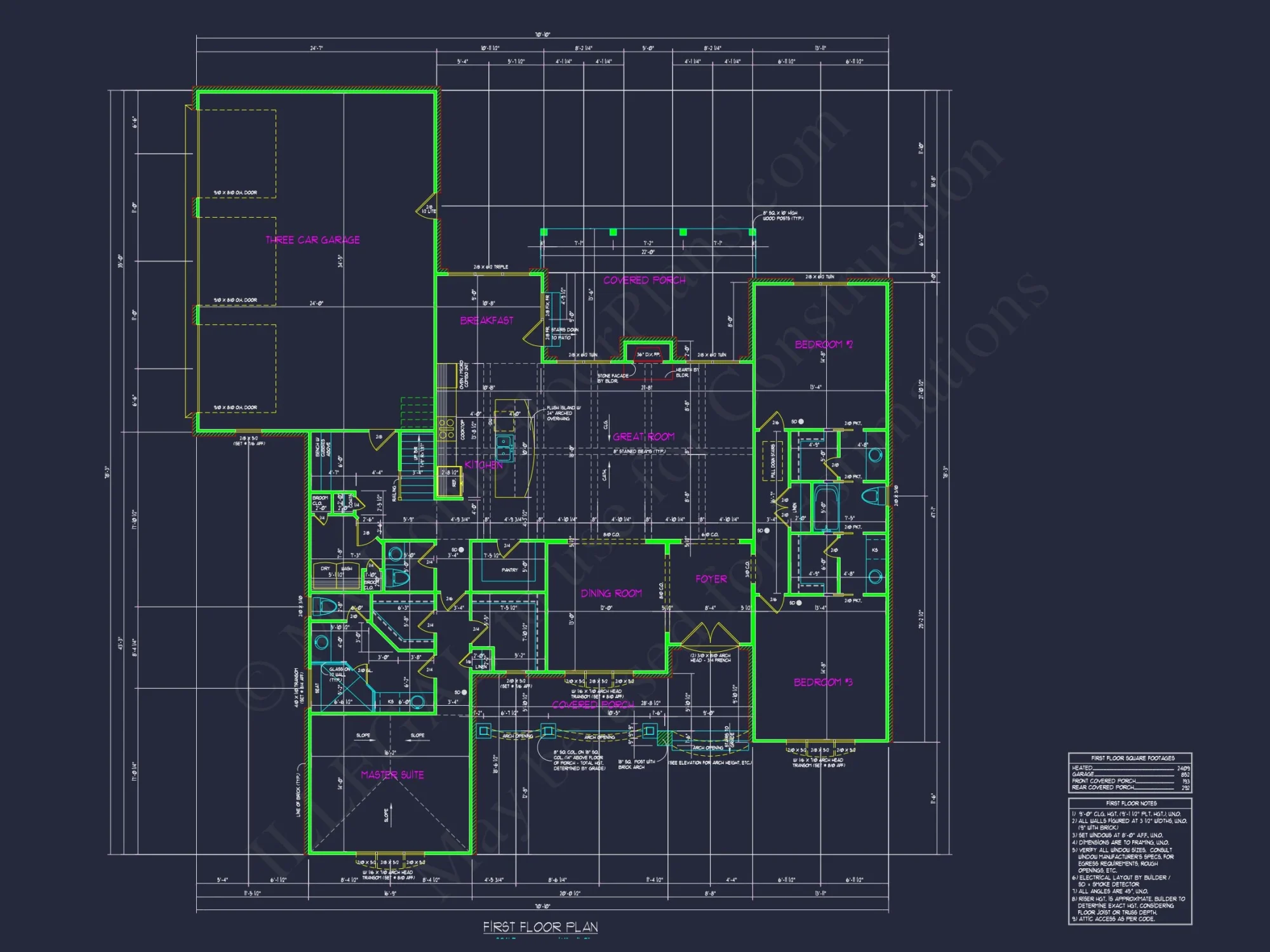 Traditional House Plan with Spacious Floor Design and CAD Blueprints