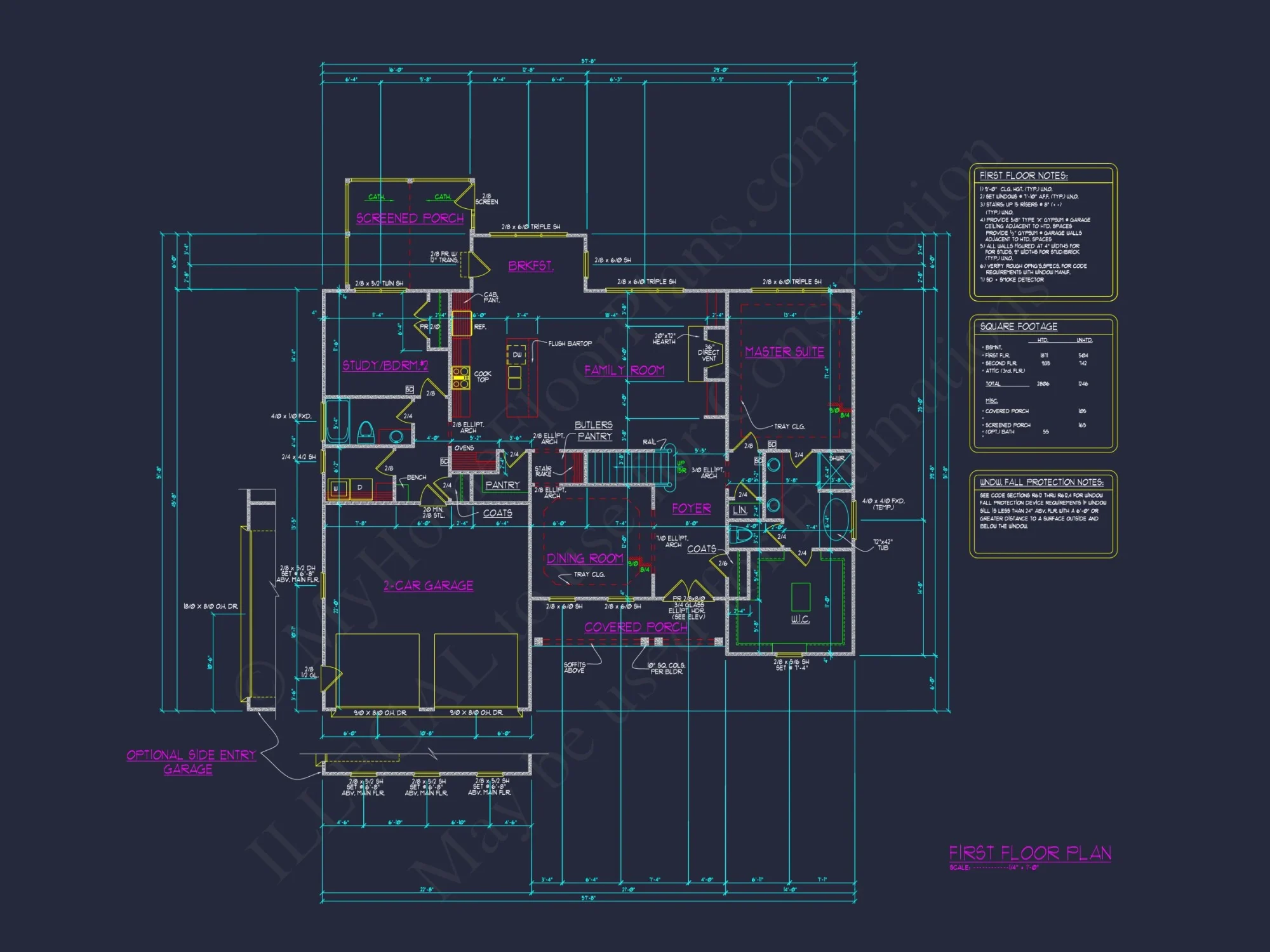 Customizable Craftsman house Plan with 2-Story Floor Blueprint