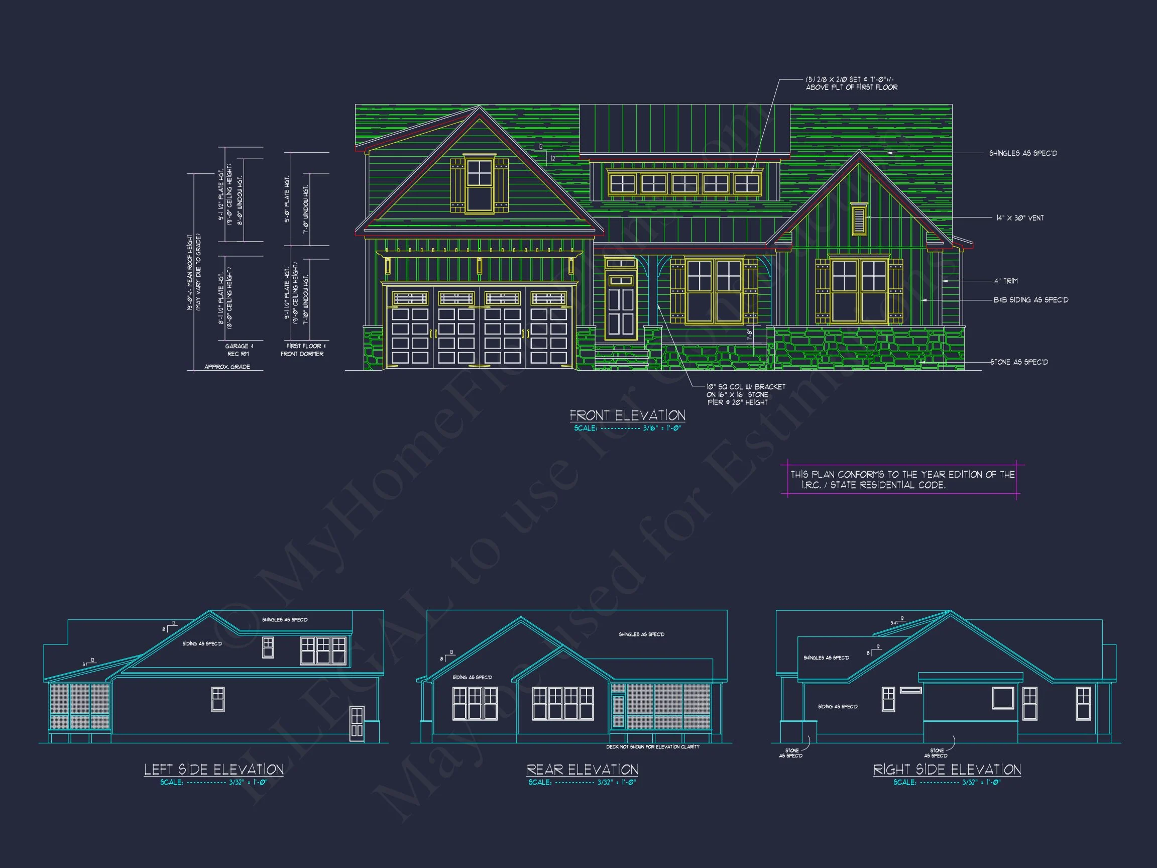16-1606 HOUSE PLAN - Custom House Plan with 3 Beds, 3.5 Baths, and CAD Designs 3 Custom house Plan with 3 Beds, 3.5 Baths, and CAD Designs