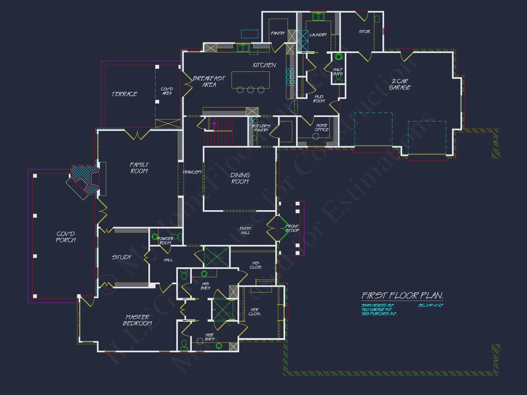 Spacious house Plan with Elegant CAD Designs