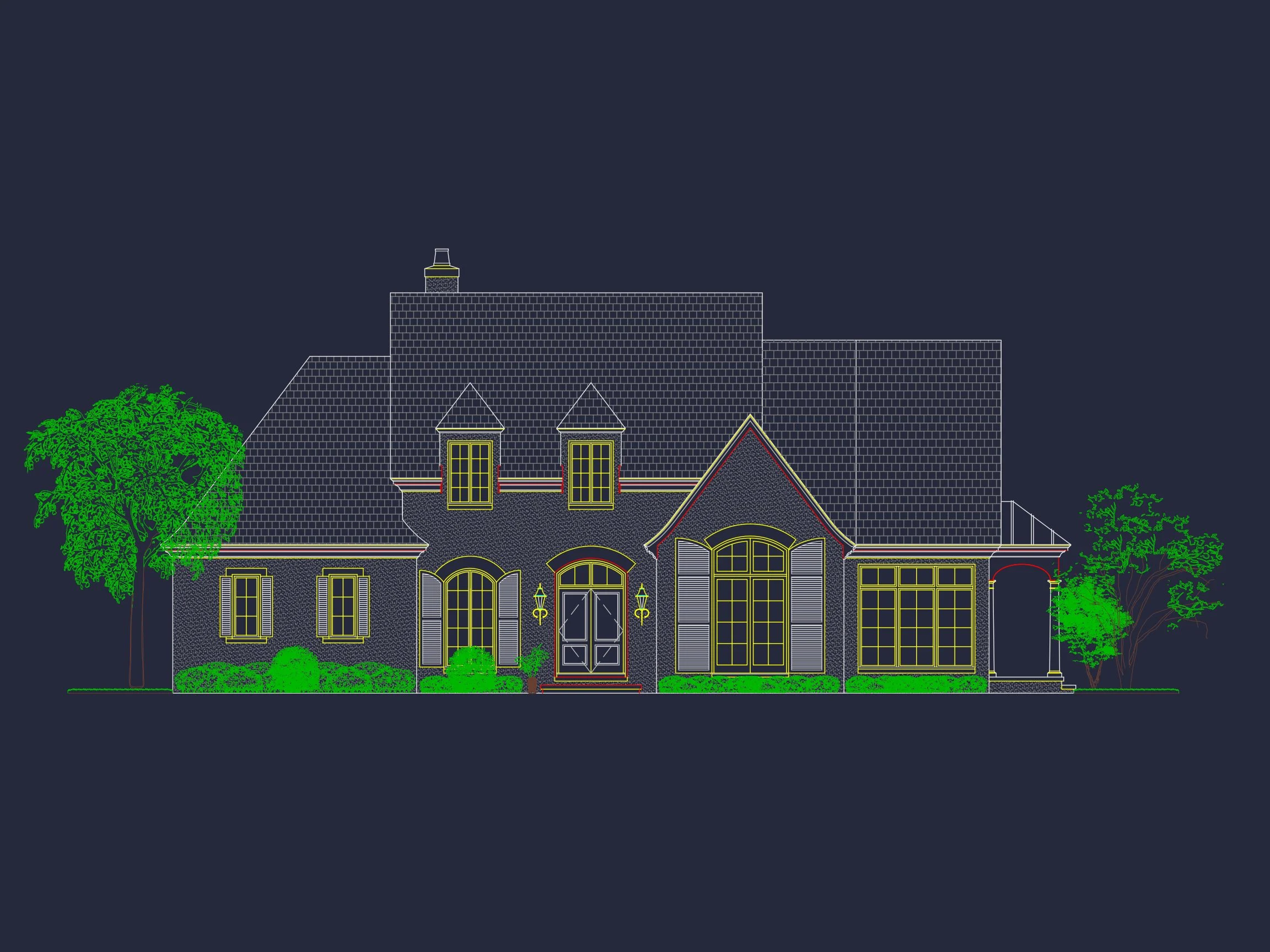 16-1304 HOUSE PLAN - French Country House Plan with 2 Floors, 4 Beds, & CAD Blueprint 3 French Country house Plan with 2 Floors, 4 Beds, & CAD Blueprint