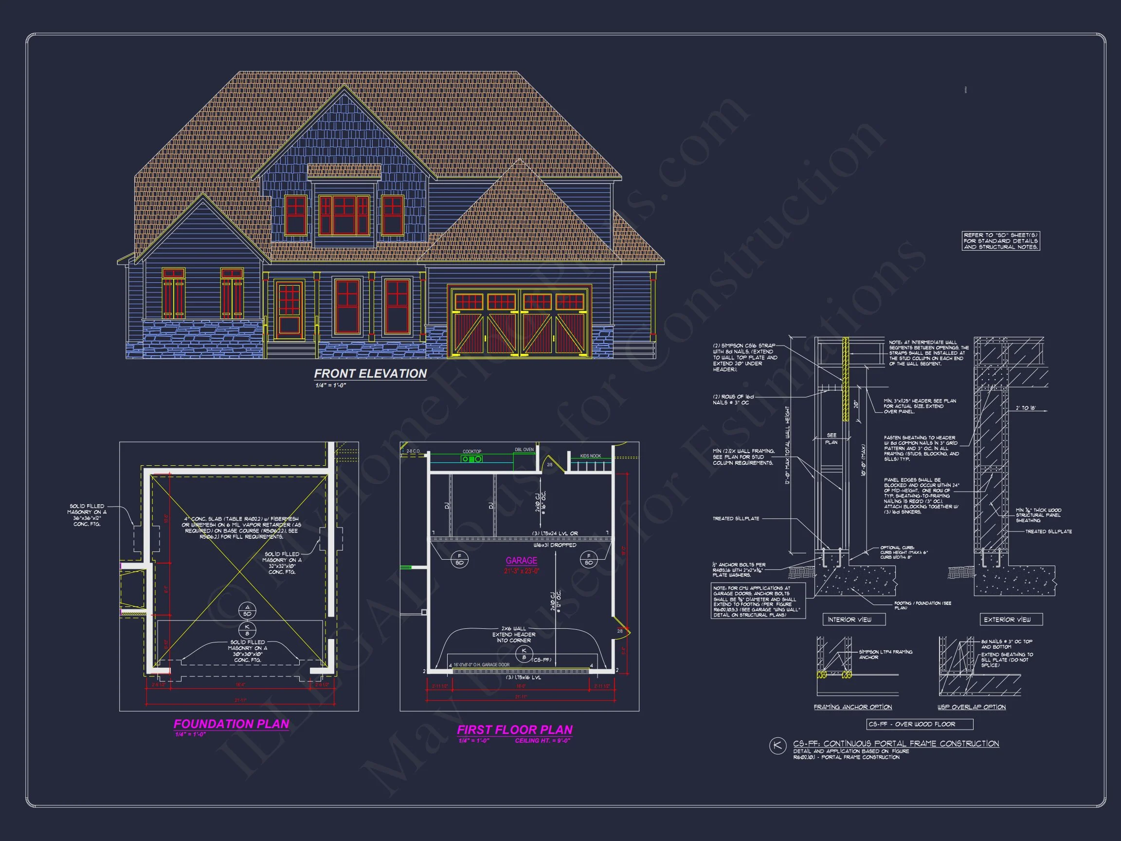 16-1292 HOUSE PLAN - Floor Plan with 2980 Sq. Ft. | Stunning 4 Bedroom CAD Designs 16 Stunning 4 Bedroom CAD Designs