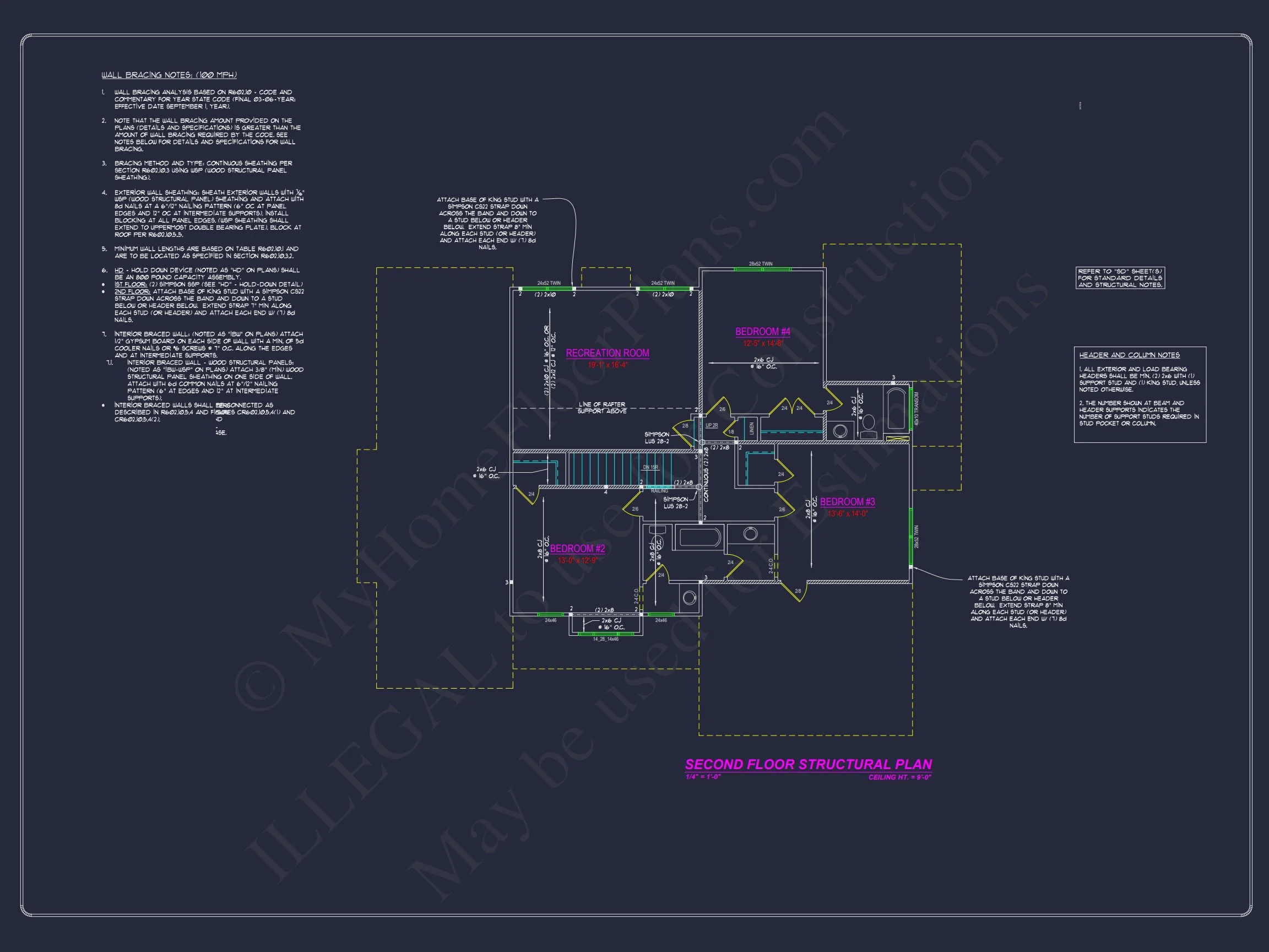 16-1292 HOUSE PLAN - Floor Plan with 2980 Sq. Ft. | Stunning 4 Bedroom CAD Designs 14 Stunning 4 Bedroom CAD Designs