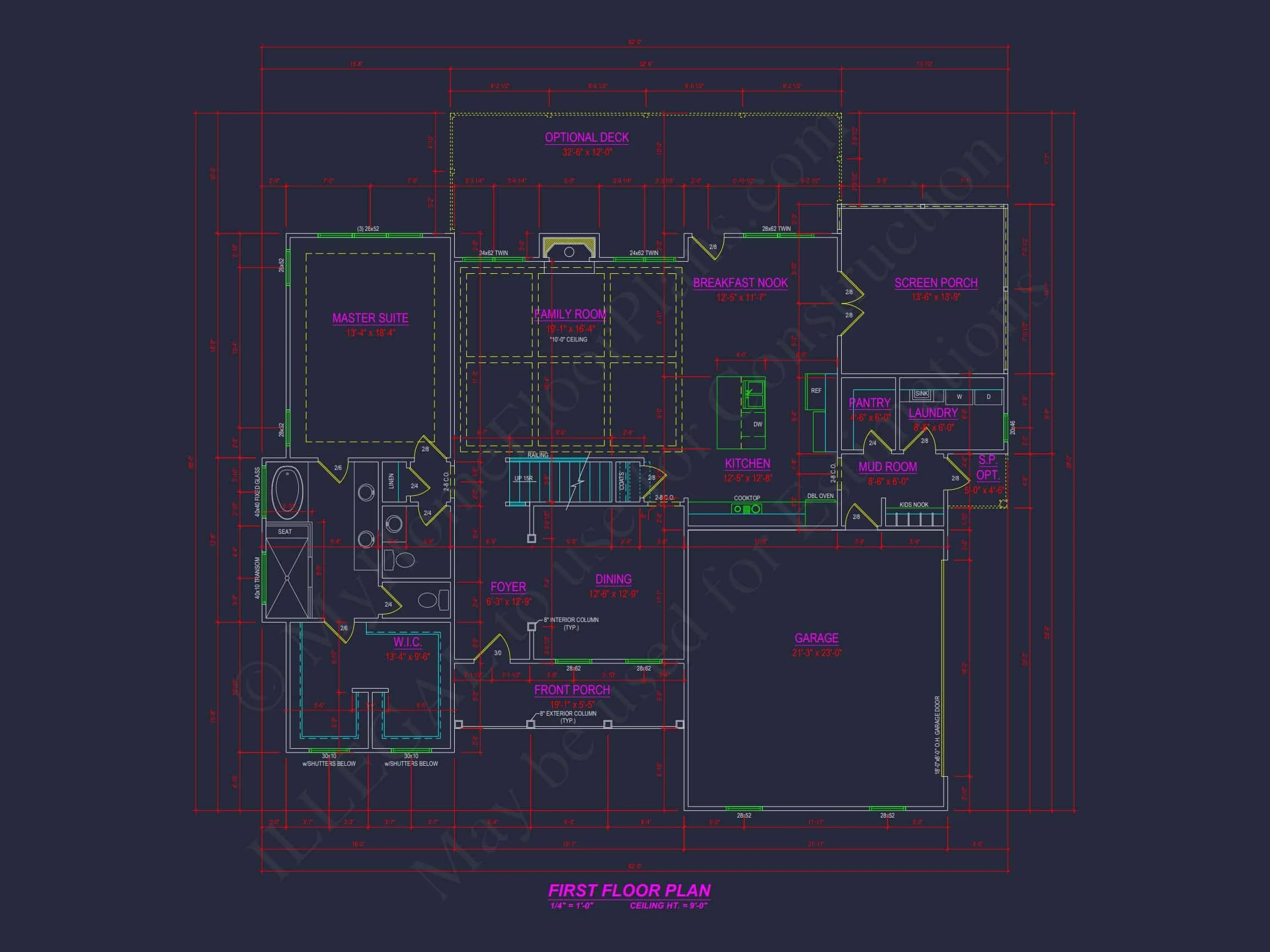 16-1292 HOUSE PLAN - Floor Plan with 2980 Sq. Ft. | Stunning 4 Bedroom CAD Designs 8 Stunning 4 Bedroom CAD Designs