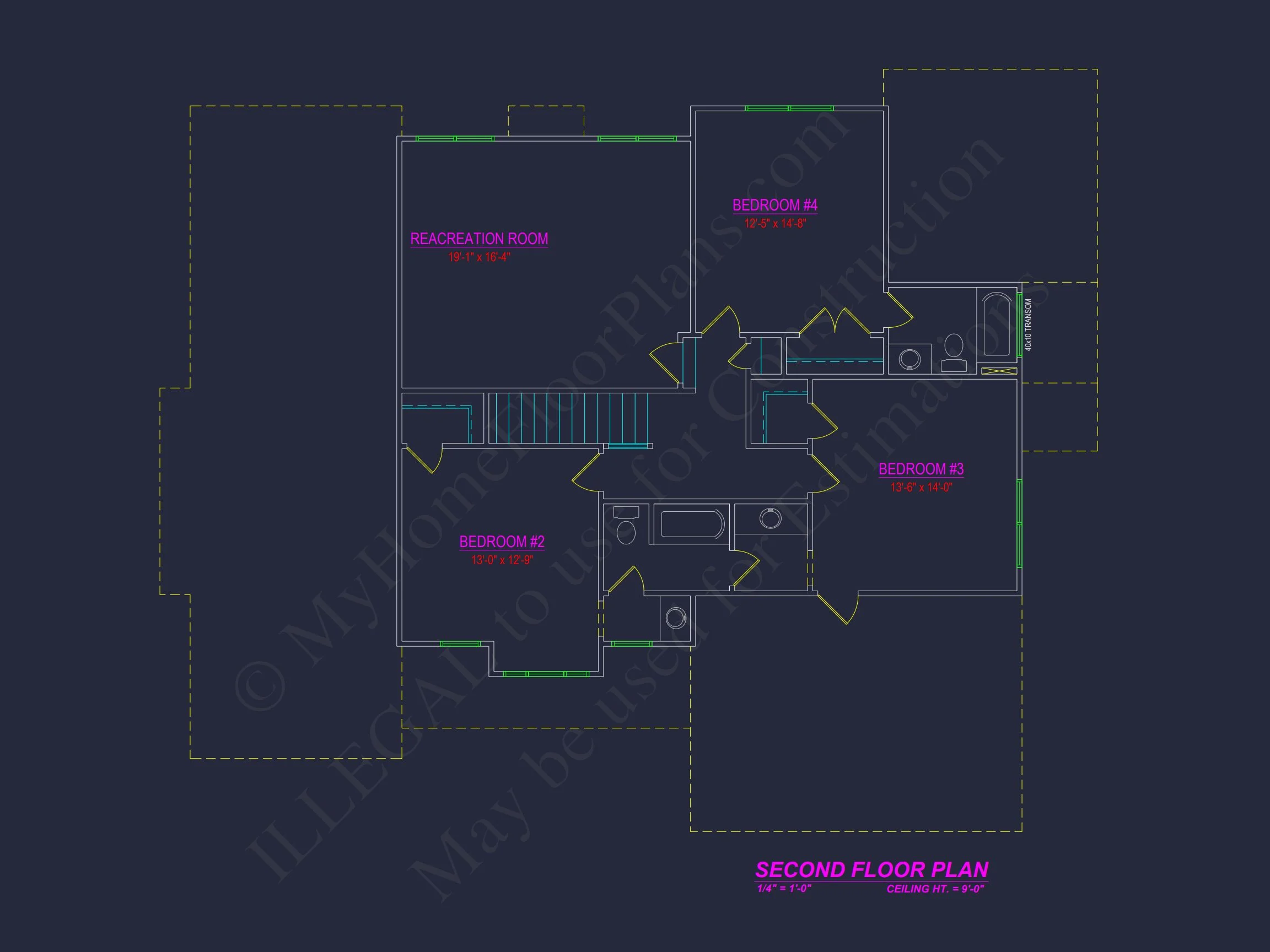 16-1292 HOUSE PLAN - Floor Plan with 2980 Sq. Ft. | Stunning 4 Bedroom CAD Designs 7 Floor Plan with 2980 Sq. Ft.