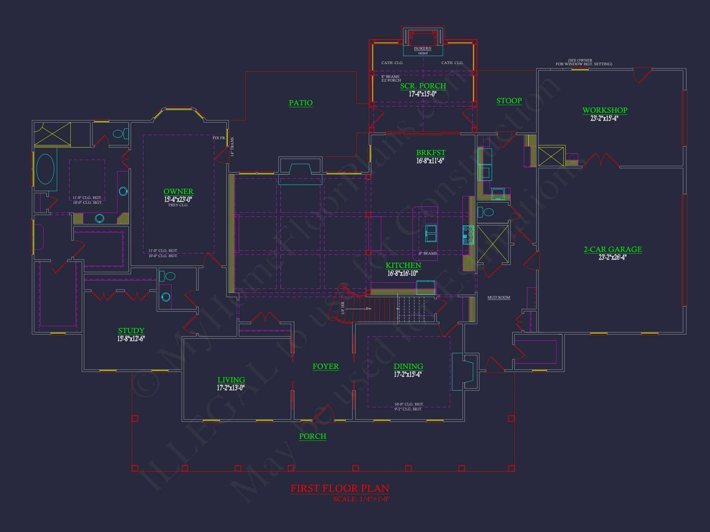 16-1171 HOUSE PLAN - Elegant Traditional House Plan with Detailed Architecture & CAD 7 Elegant Traditional house Plan with Detailed Architecture & CAD