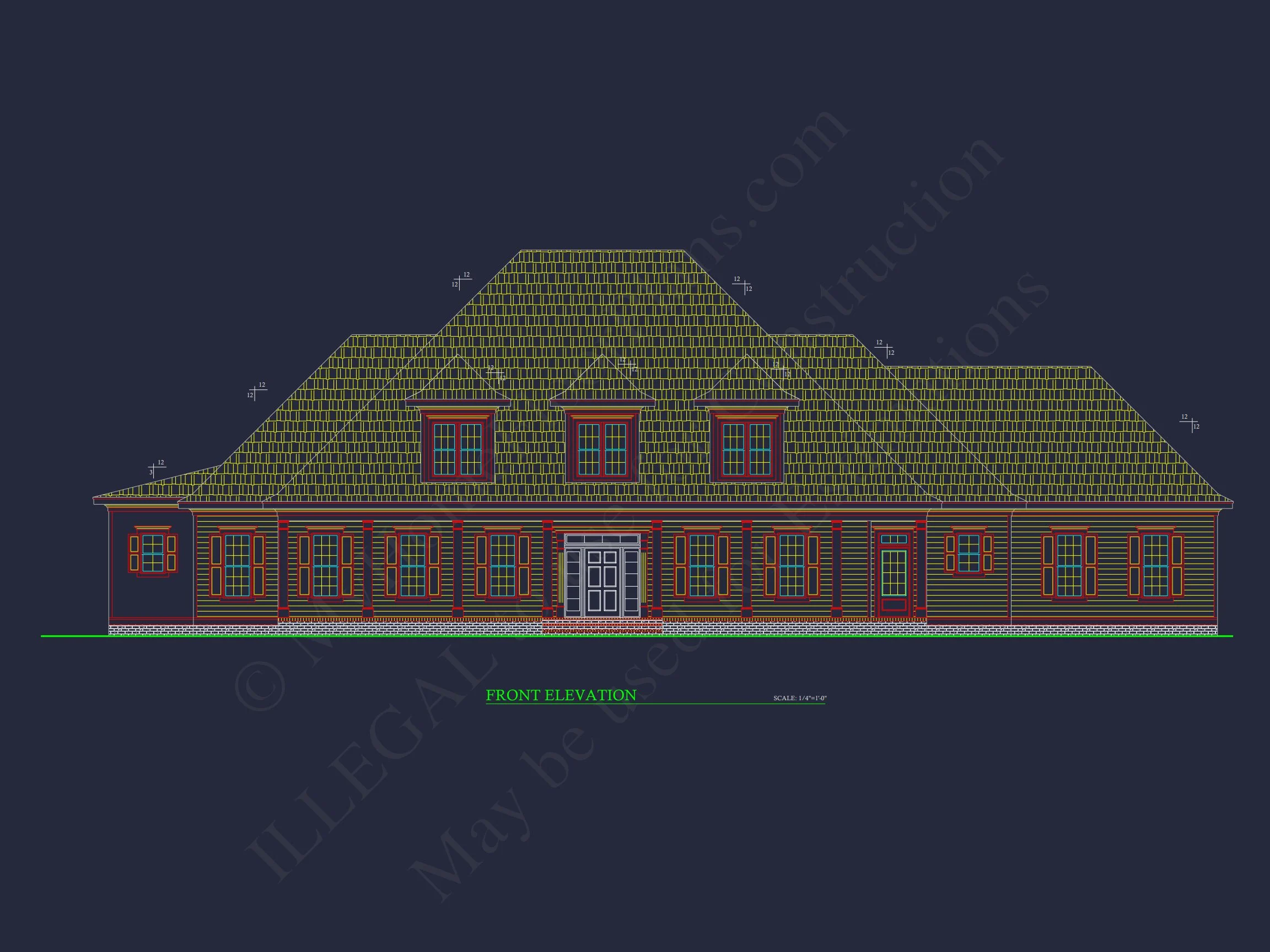 16-1171 HOUSE PLAN - Elegant Traditional House Plan with Detailed Architecture & CAD 3 Elegant Traditional house Plan with Detailed Architecture & CAD