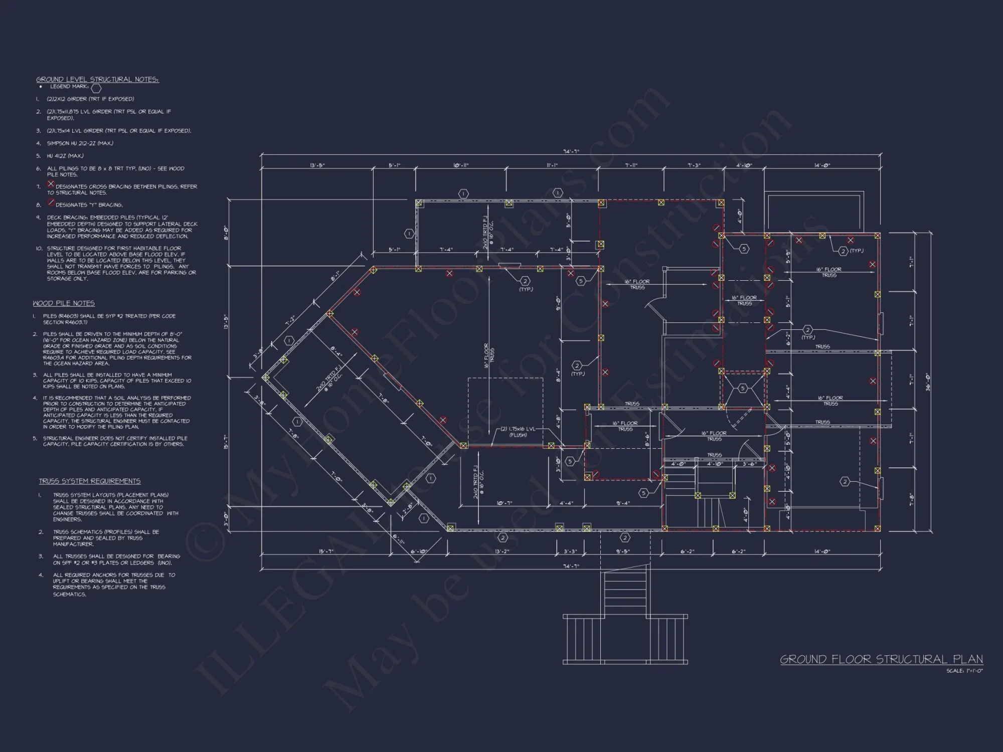 Enhanced Beach house Floor Plan with CAD & Blueprint Designs