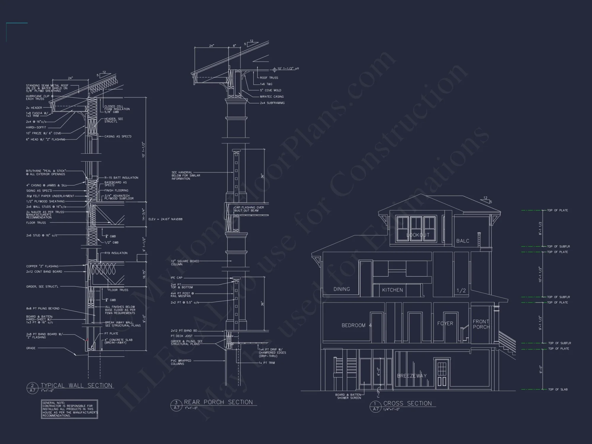 Enhanced Beach house Floor Plan with CAD & Blueprint Designs