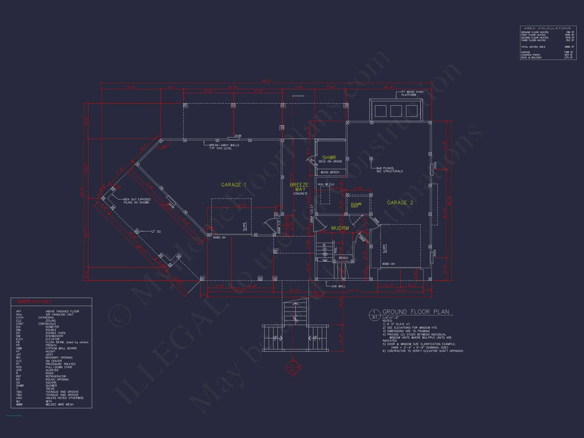 Enhanced Beach house Floor Plan with CAD & Blueprint Designs