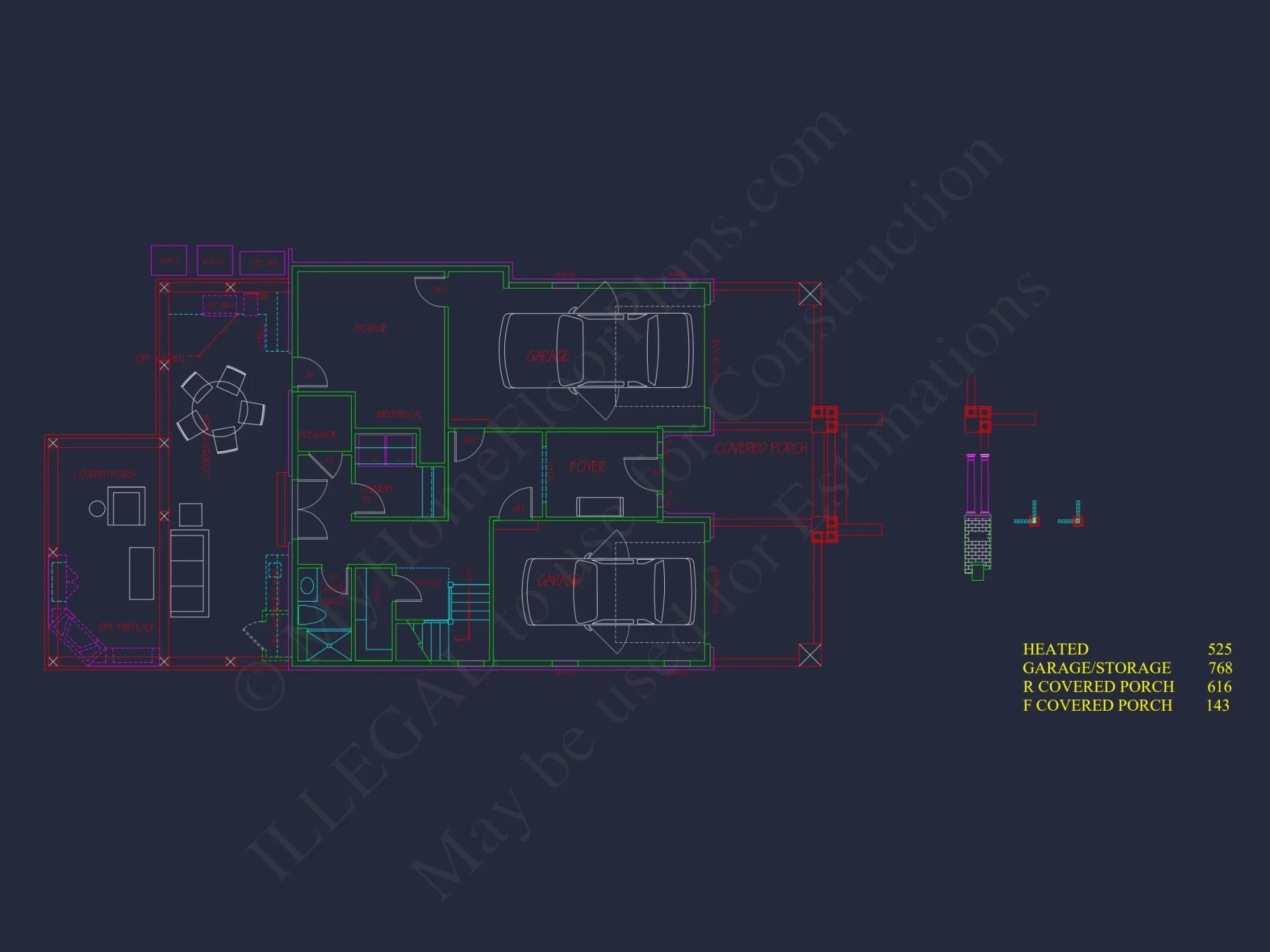 Modern Beach house Plan with 4 Floors, CAD Blueprint & Designs