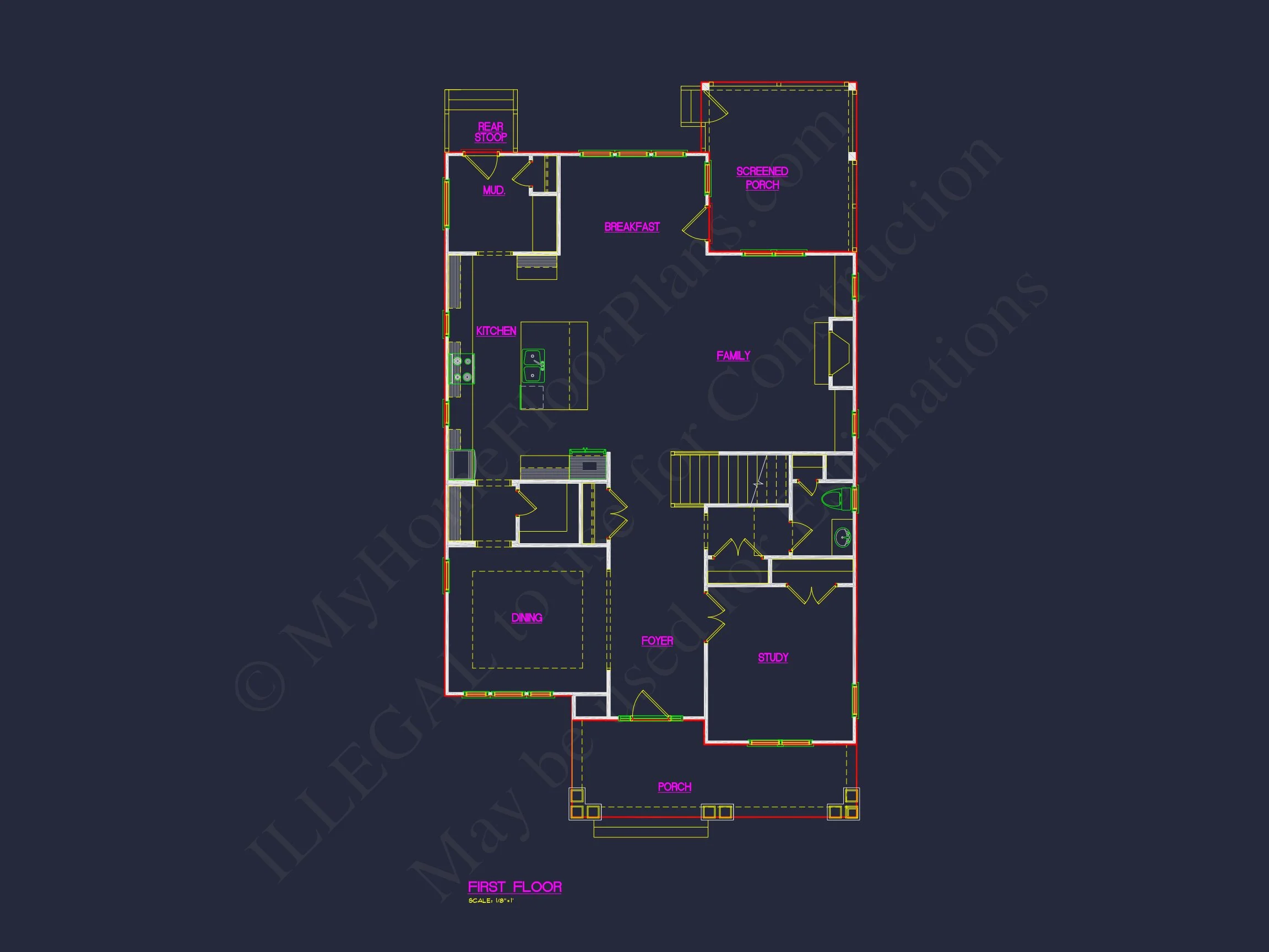 15-1926 HOUSE PLAN - Craftsman House Floor Plan: Architectural CAD Designs 13 Craftsman house Floor Plan: Architectural CAD Designs