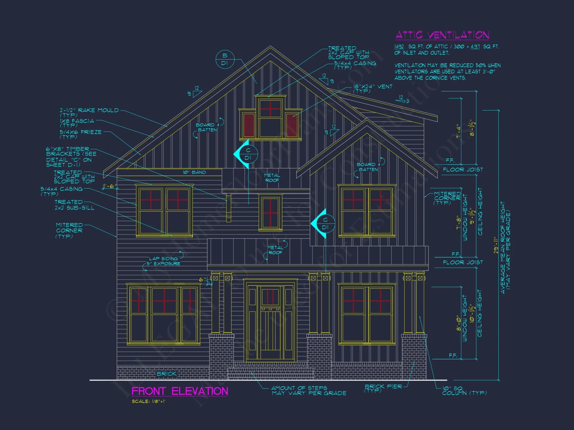 Craftsman house Floor Plan: Architectural CAD Designs