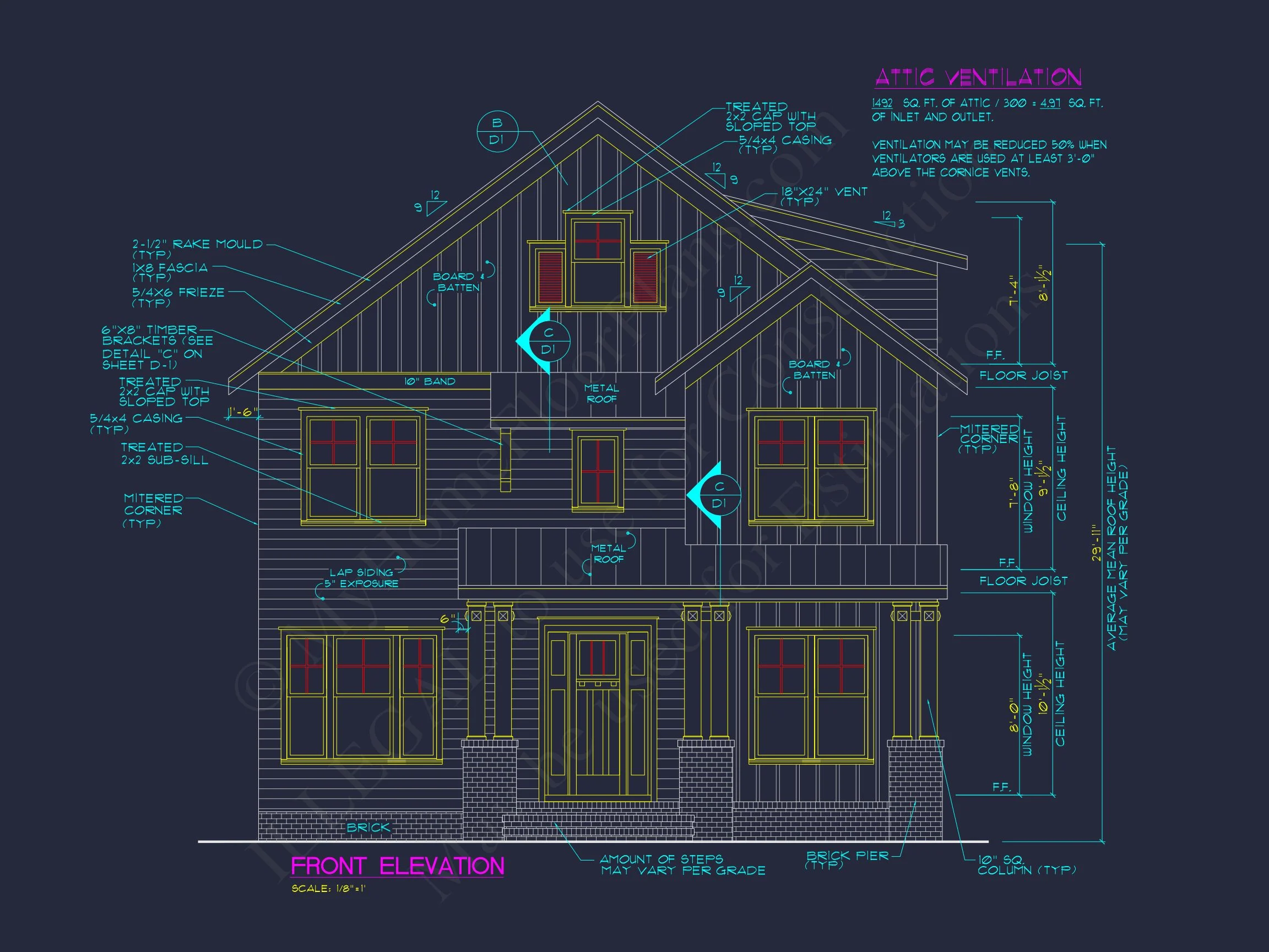 15-1926 HOUSE PLAN - Craftsman House Floor Plan: Architectural CAD Designs 4 Craftsman house Floor Plan: Architectural CAD Designs