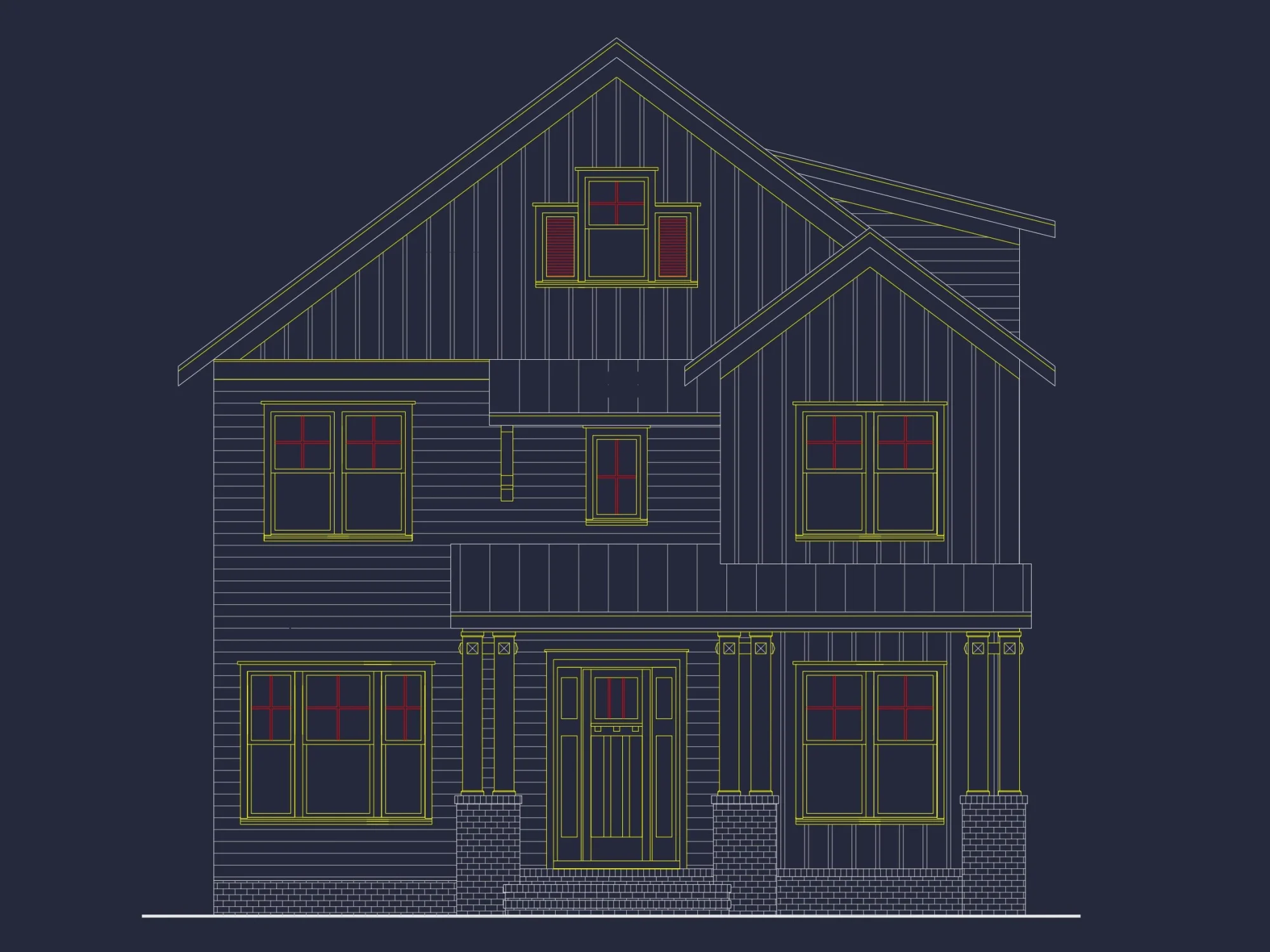 Craftsman house Floor Plan: Architectural CAD Designs