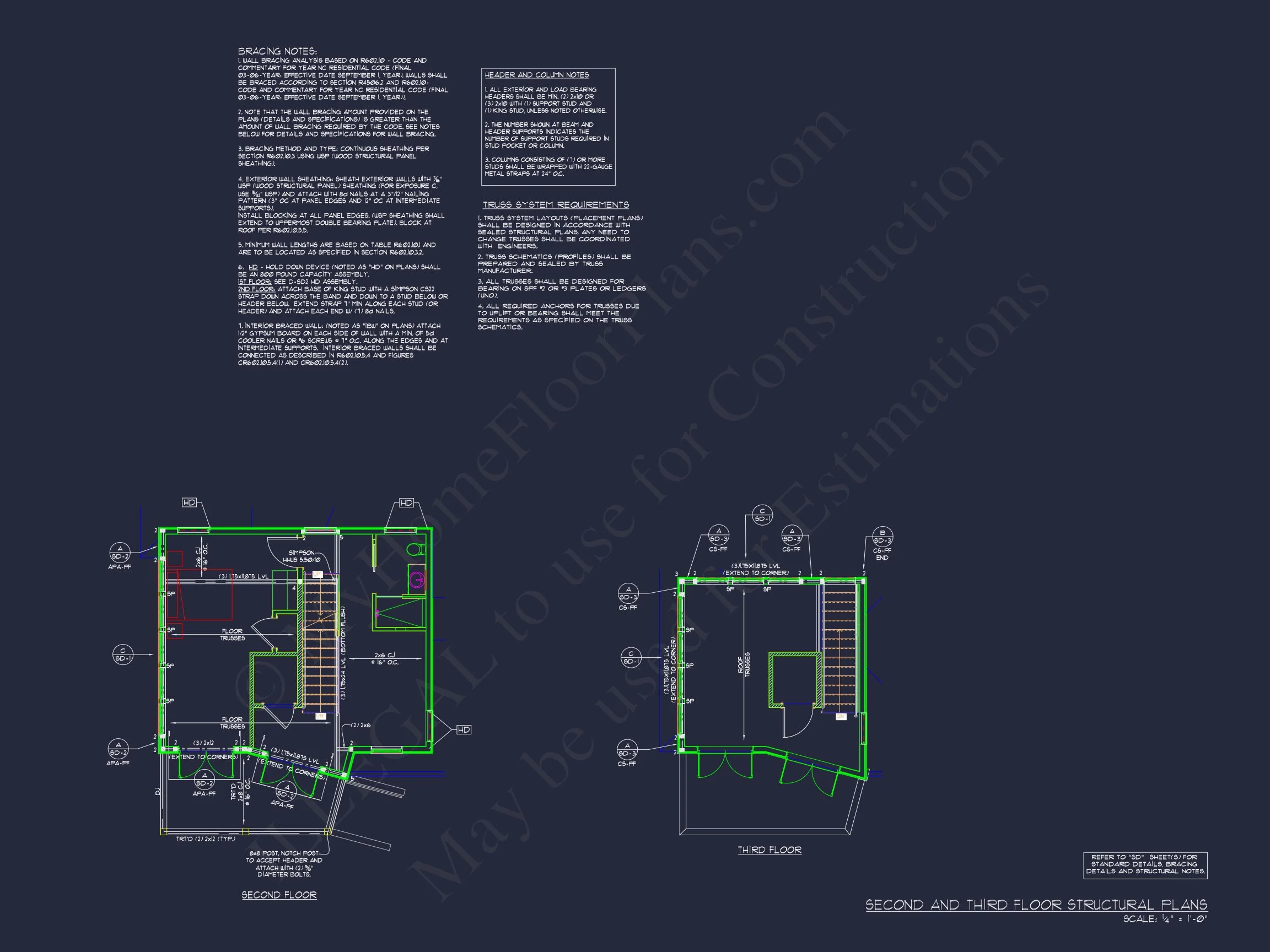 15-1761 HOUSE PLAN - Craftsman Home Plan - 4-Bed, 3.5-Bath, 2985 SF 21 Modern Coastal house Floor Plan with 3 Stories and CAD Designs