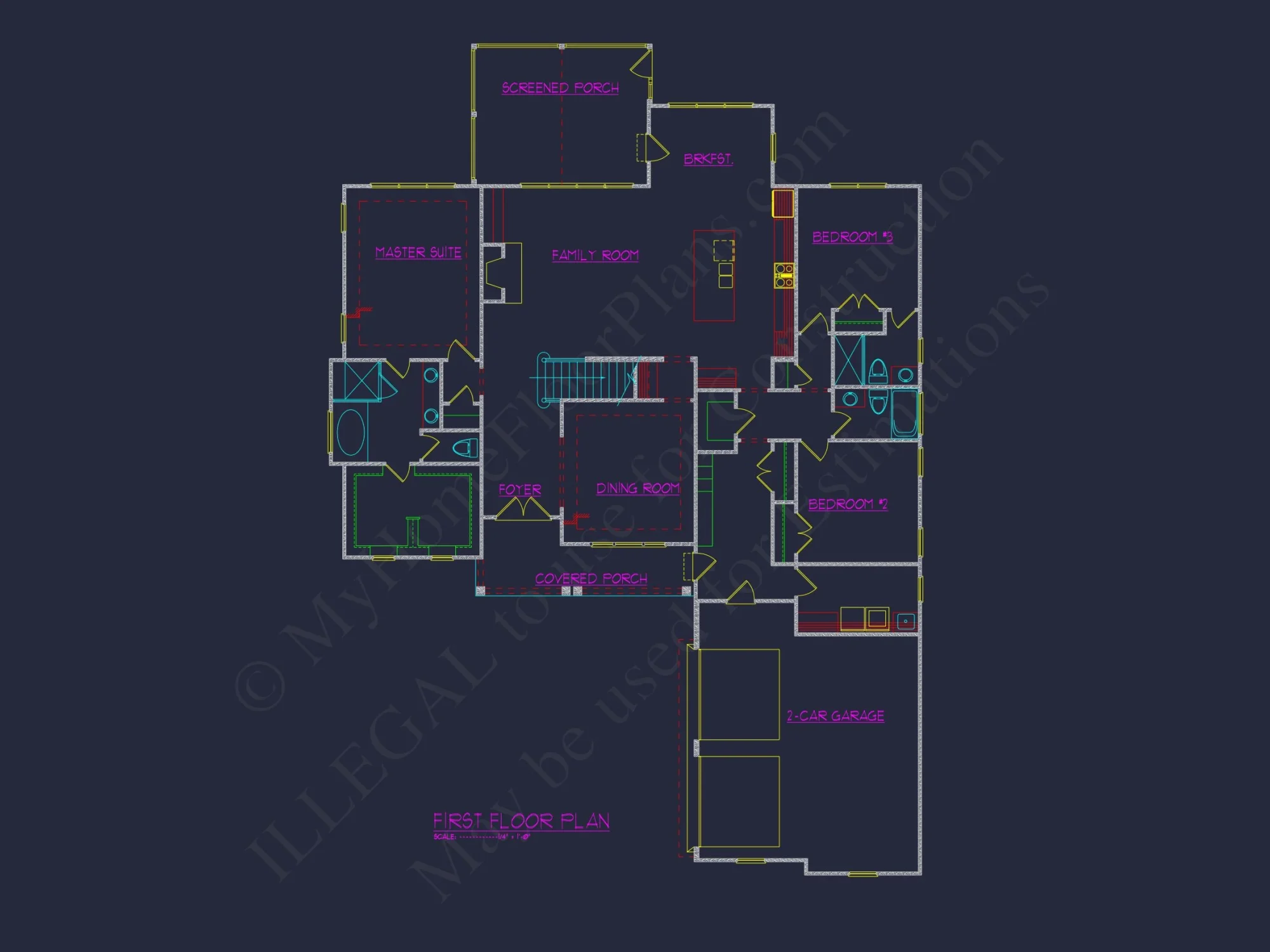 Beautiful 2-Story house Plan with 5 Bedrooms, CAD Blueprint Designs