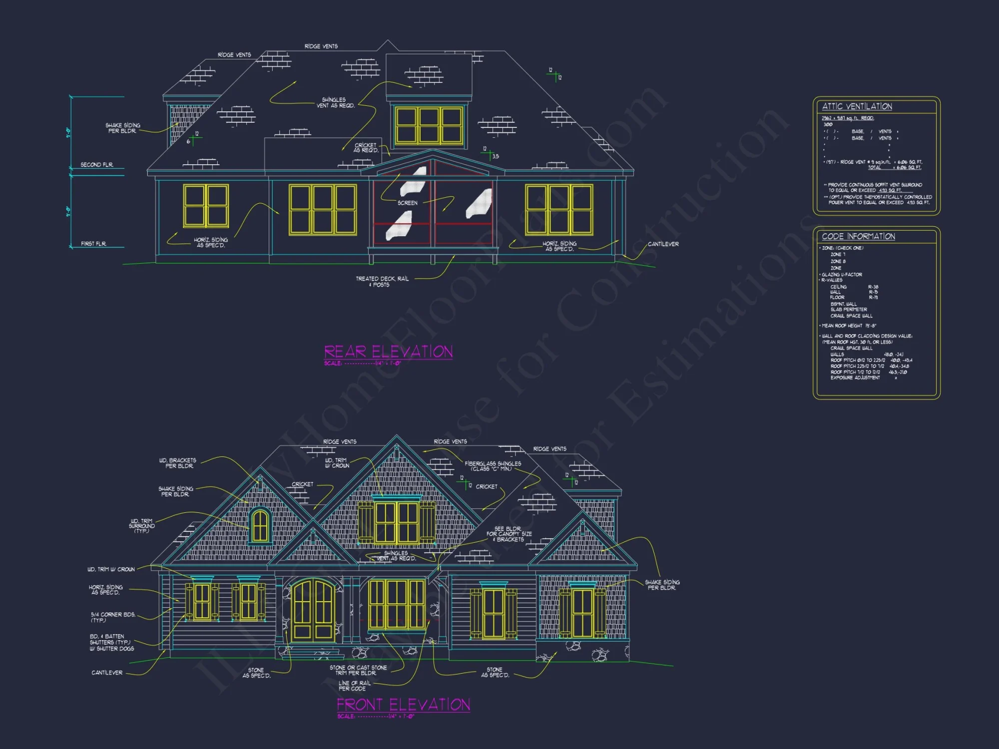 Beautiful 2-Story house Plan with 5 Bedrooms, CAD Blueprint Designs