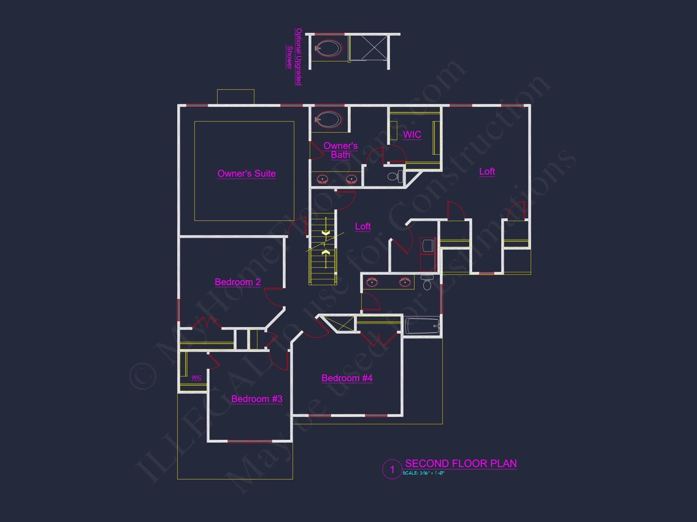 15-1638 HOUSE PLAN - Modern 2.5-Story House Plan with Open Floor Designs and CAD Blueprint 8 Modern 2.5-Story house Plan with Open Floor Designs and CAD Blueprint