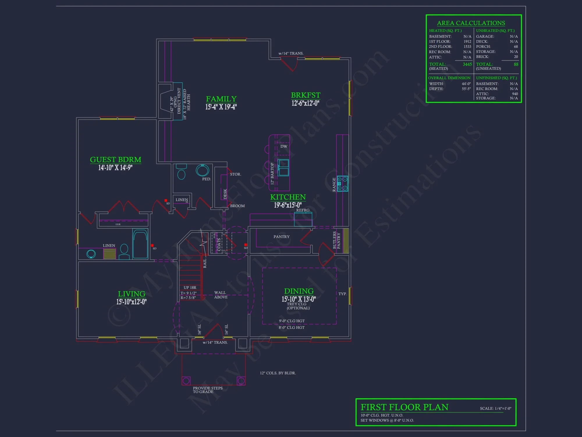 Elegant House Plan with Spacious Floor Designs and Blueprint