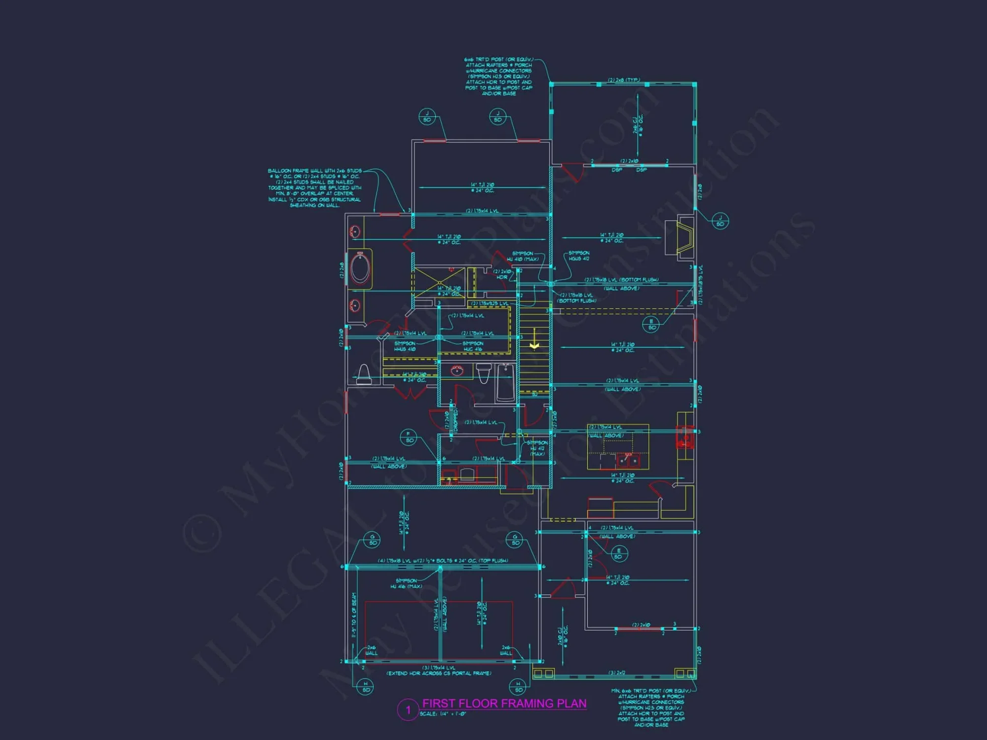 Craftsman house Plan: 2-Story Floor Plan with CAD Designs