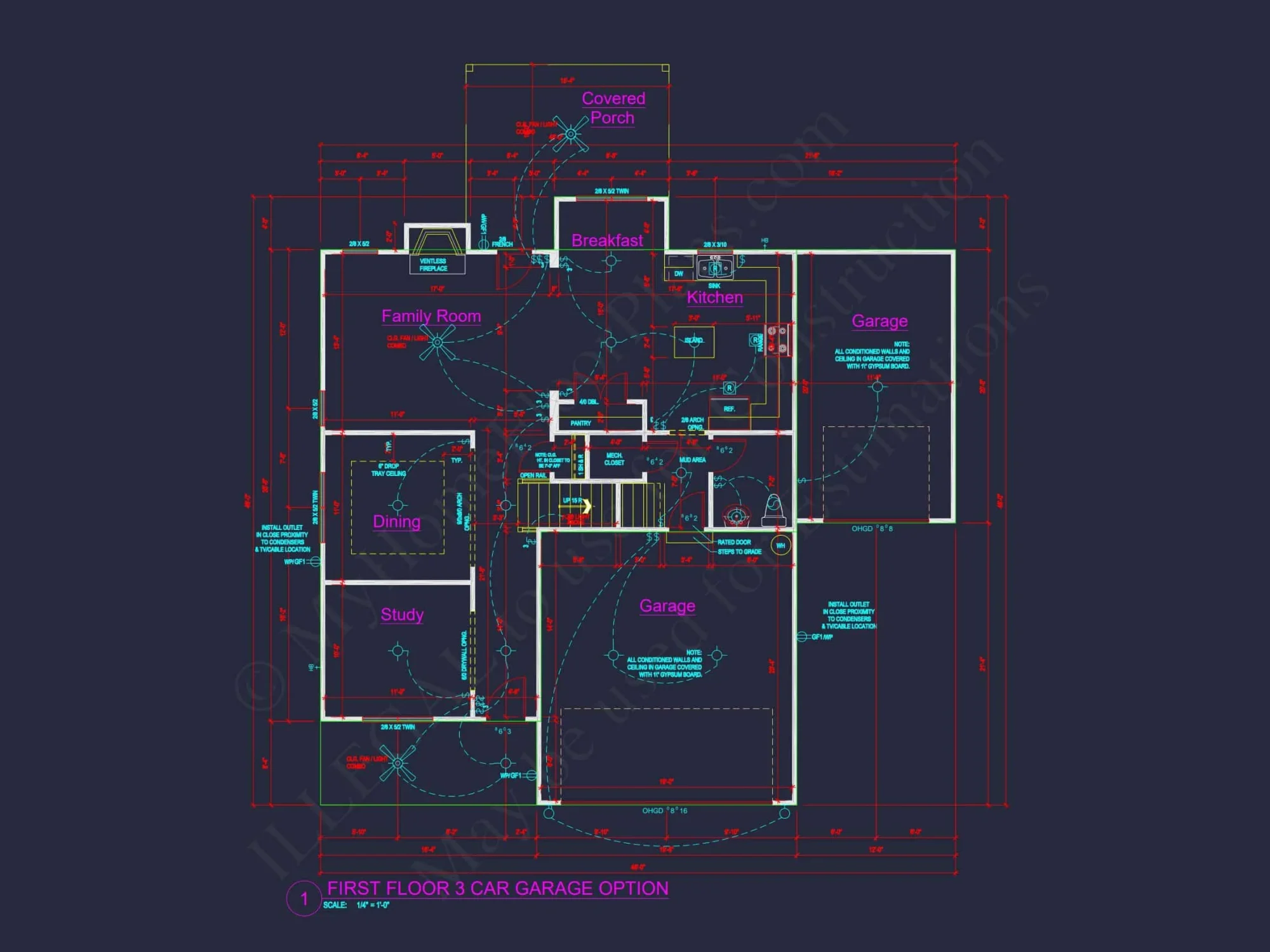 Modern house Design with 4 Bed CAD Blueprint Plans