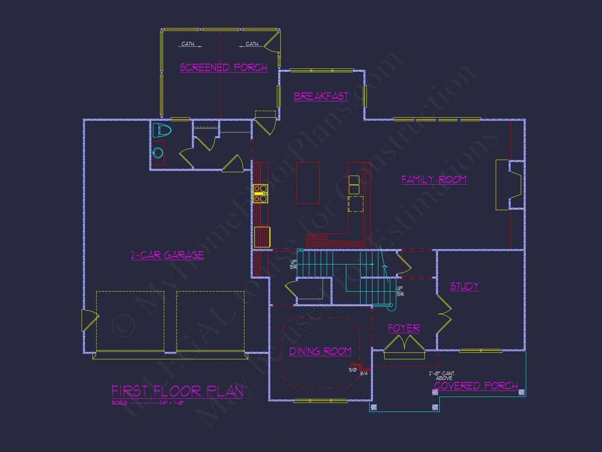Elegant house Plan with Open Floor Plan, CAD & Blueprint Designs