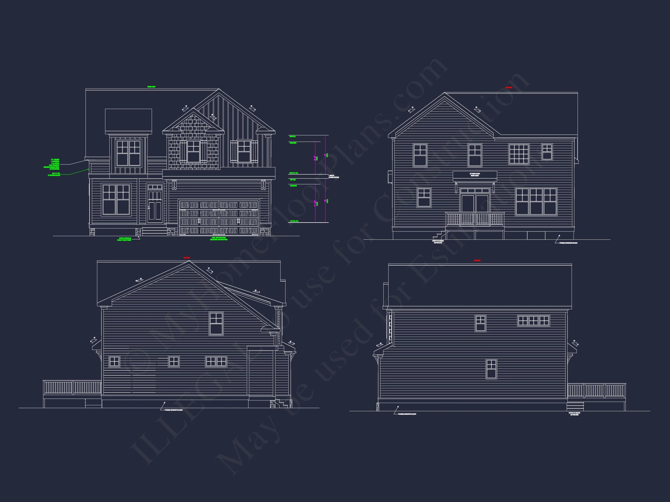 14-1996 HOUSE PLAN - Modern Suburban House Plan - CAD Blueprint for a 2-Story Design 5 Modern Suburban house Plan - CAD Blueprint for a 2-Story Design