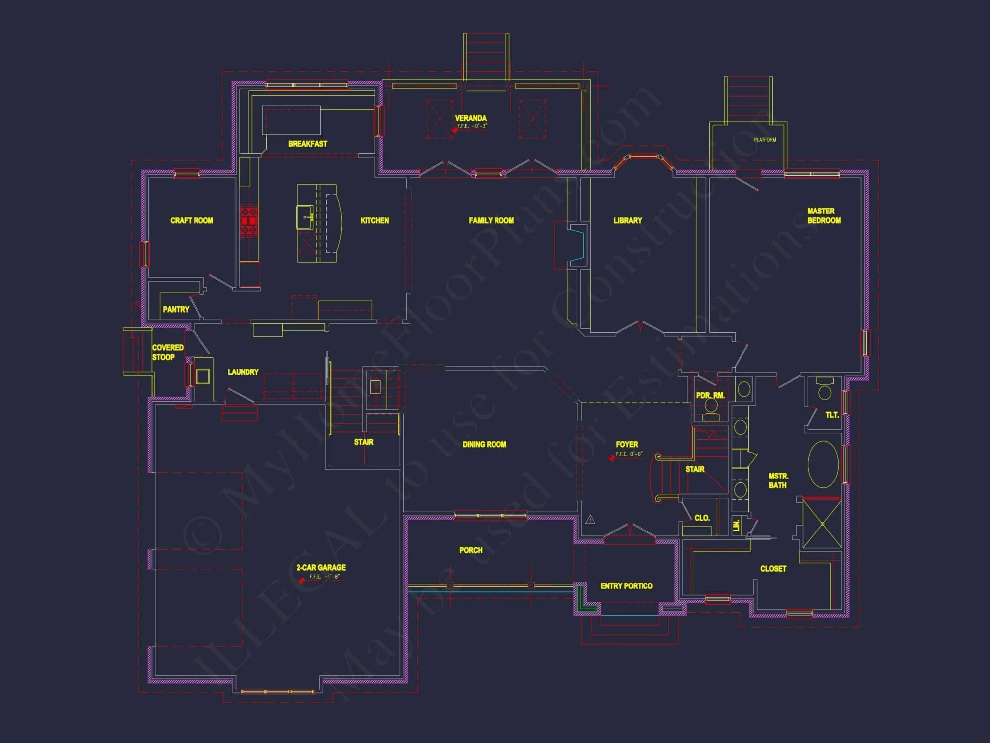 Traditional house Plan with CAD Blueprint & Custom Floor Designs