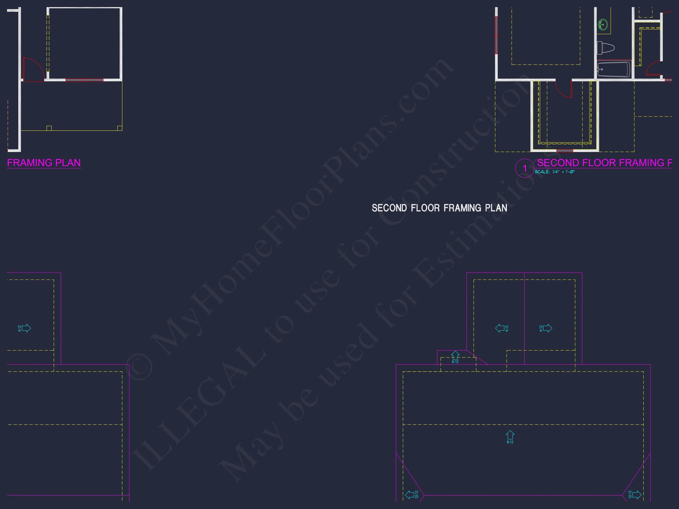 14-1423 HOUSE PLAN - House Floor Plan Blueprint with 4 Bedrooms | CAD Designs 14 house Floor Plan Blueprint with 4 Bedrooms