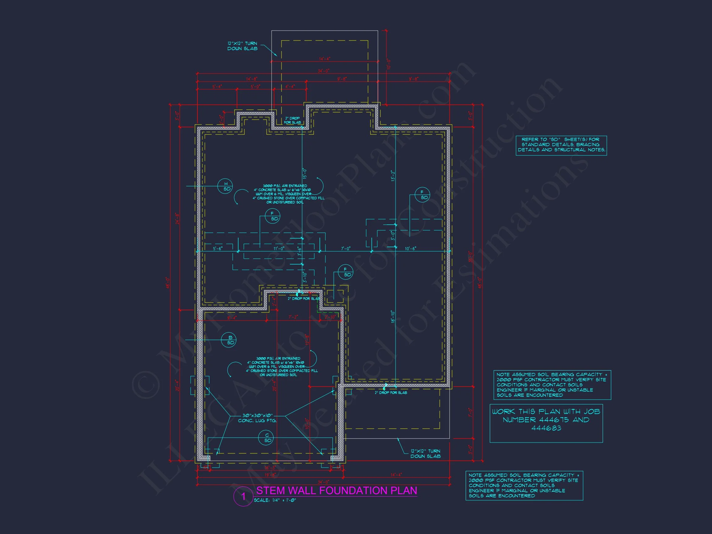 14-1423 HOUSE PLAN - House Floor Plan Blueprint with 4 Bedrooms | CAD Designs 12 house Floor Plan Blueprint with 4 Bedrooms
