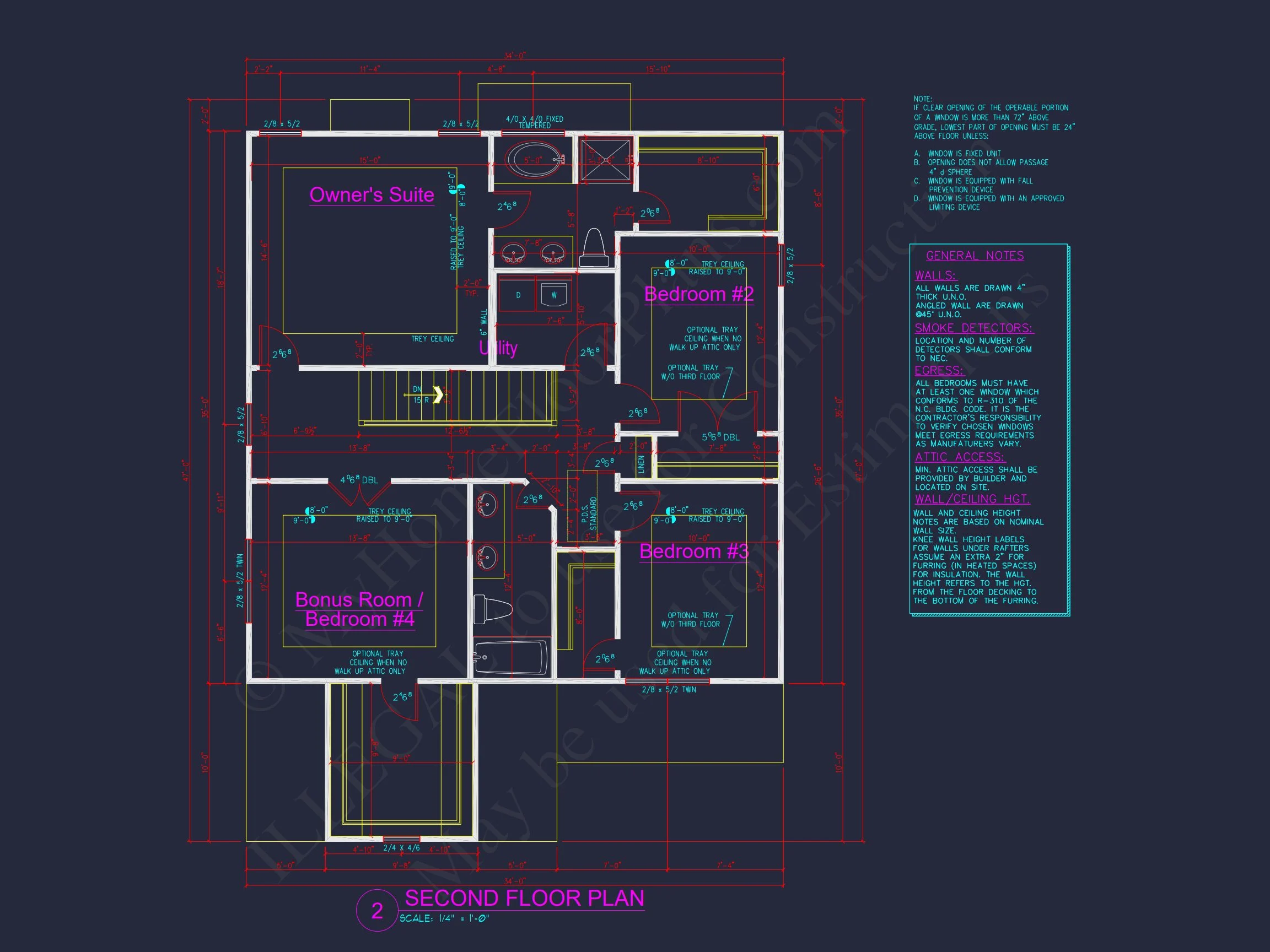 14-1423 HOUSE PLAN - House Floor Plan Blueprint with 4 Bedrooms | CAD Designs 9 CAD Designs