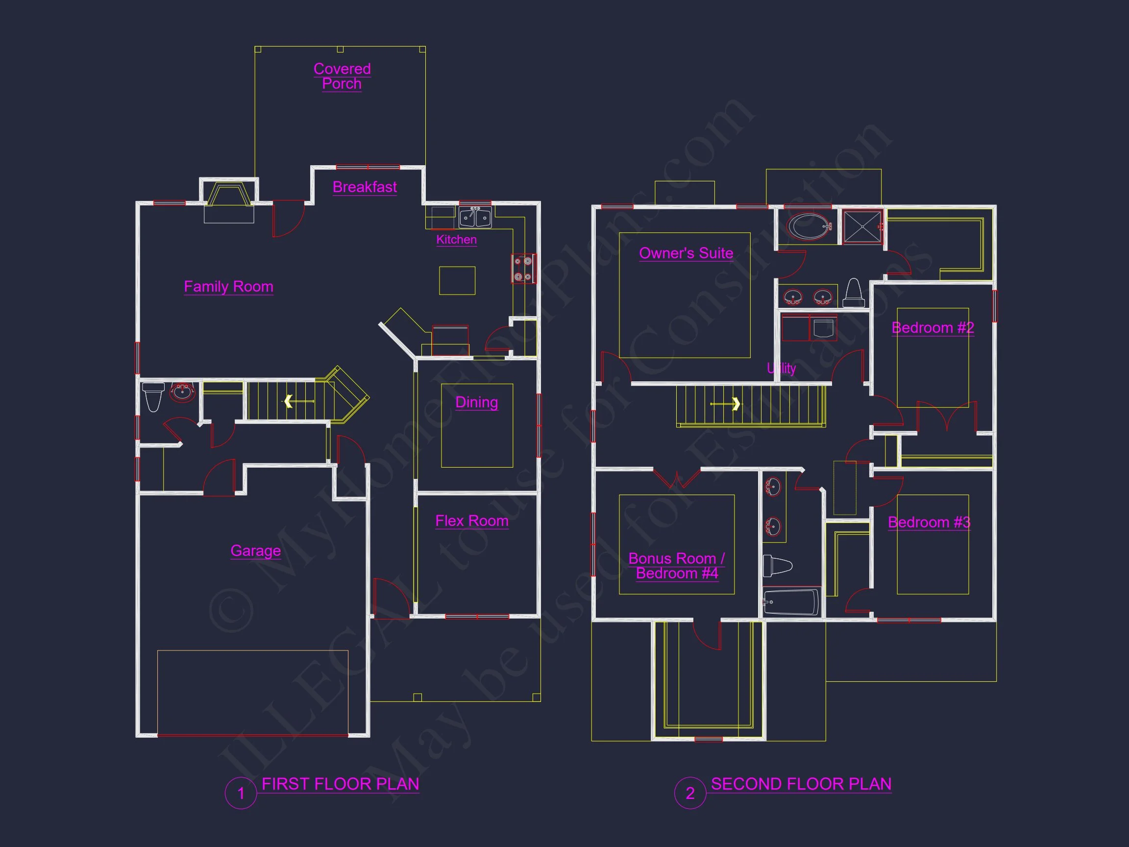 14-1423 HOUSE PLAN - House Floor Plan Blueprint with 4 Bedrooms | CAD Designs 7 CAD Designs