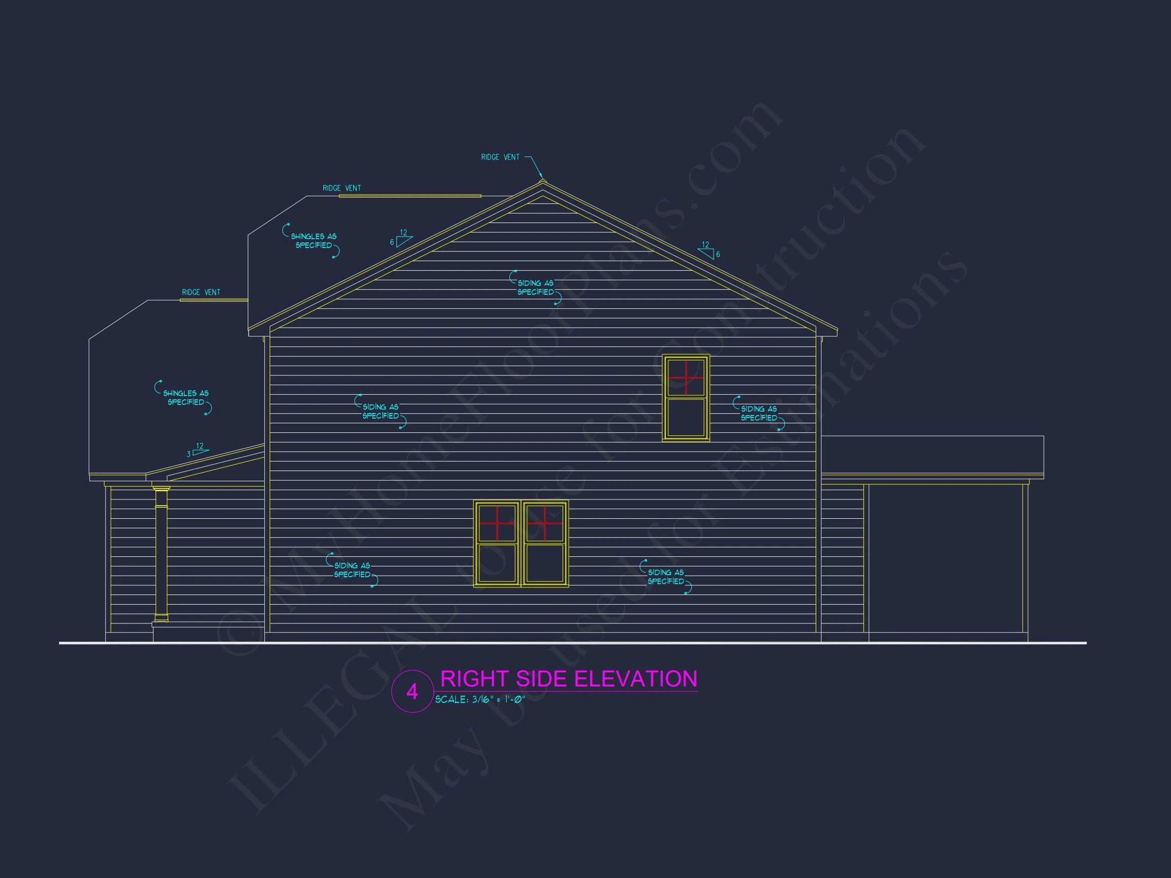 14-1423 HOUSE PLAN - House Floor Plan Blueprint with 4 Bedrooms | CAD Designs 6 house Floor Plan Blueprint with 4 Bedrooms