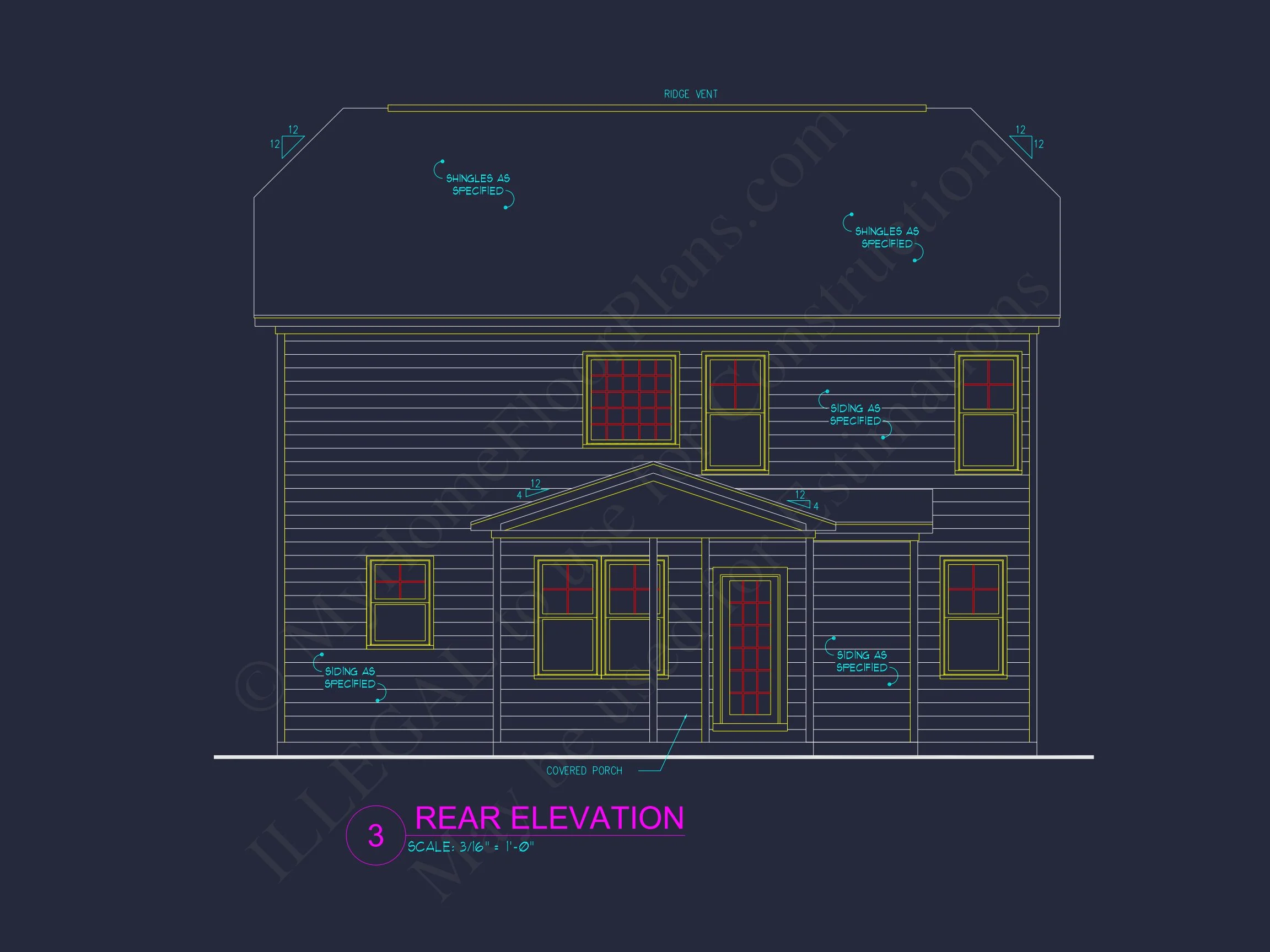 14-1423 HOUSE PLAN - House Floor Plan Blueprint with 4 Bedrooms | CAD Designs 5 CAD Designs