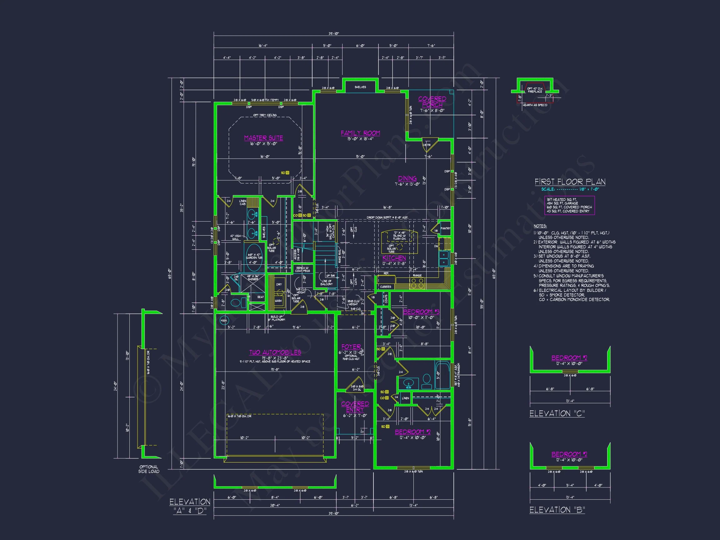 14-1232 HOUSE PLAN - Stylish Craftsman House Plan with Two-Story Floor Designs 13 Stylish Craftsman house Plan with Two-Story Floor Designs
