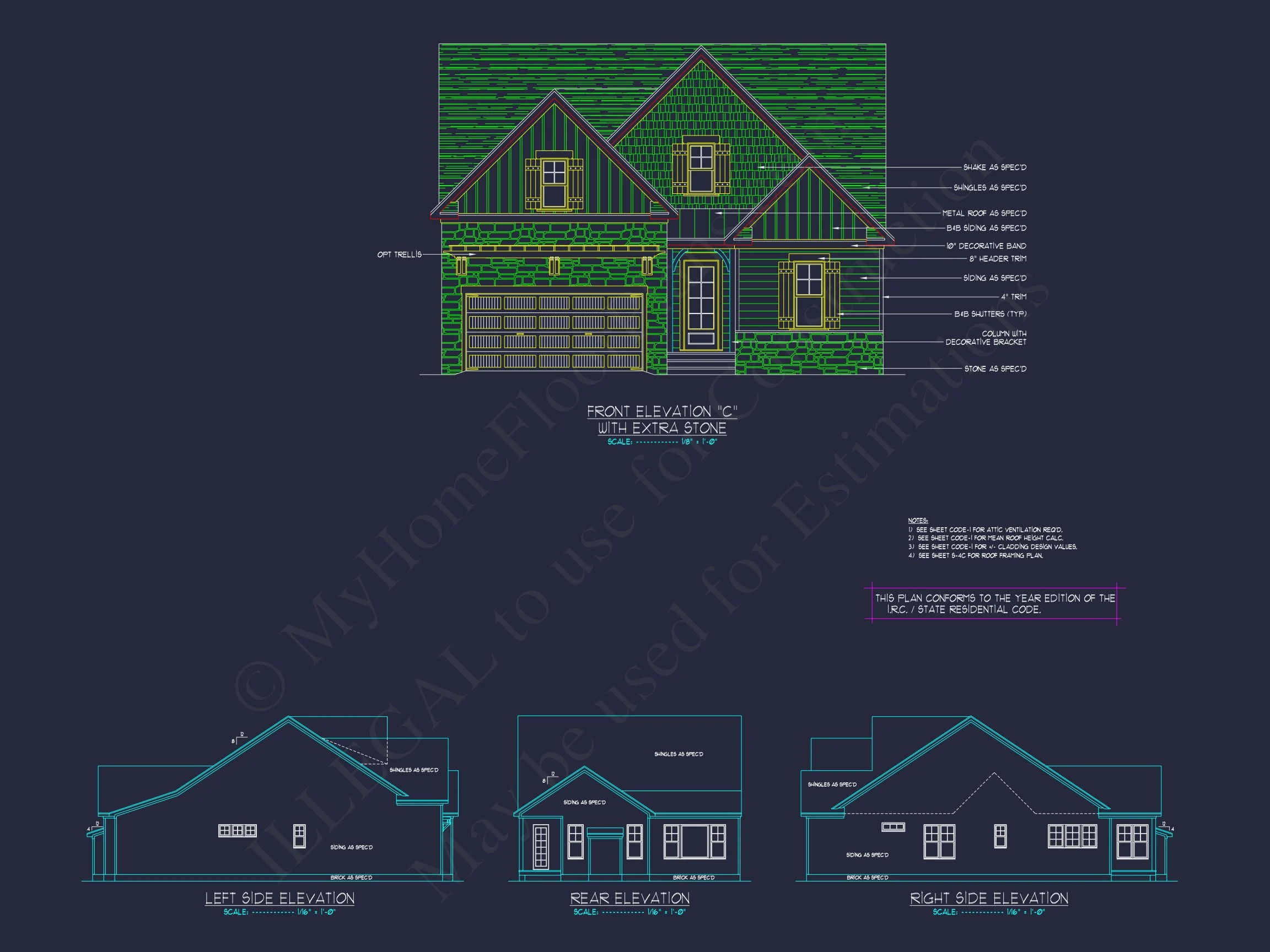 14-1232 HOUSE PLAN - Stylish Craftsman House Plan with Two-Story Floor Designs 9 Stylish Craftsman house Plan with Two-Story Floor Designs