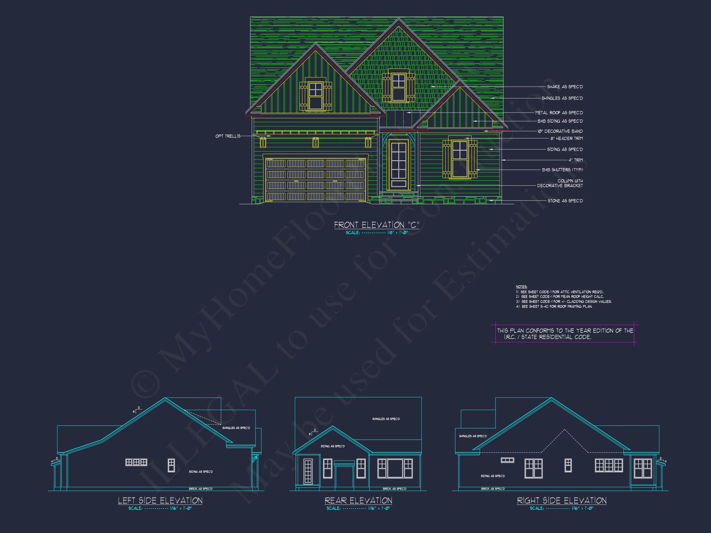 14-1232 HOUSE PLAN - Stylish Craftsman House Plan with Two-Story Floor Designs 5 Stylish Craftsman house Plan with Two-Story Floor Designs