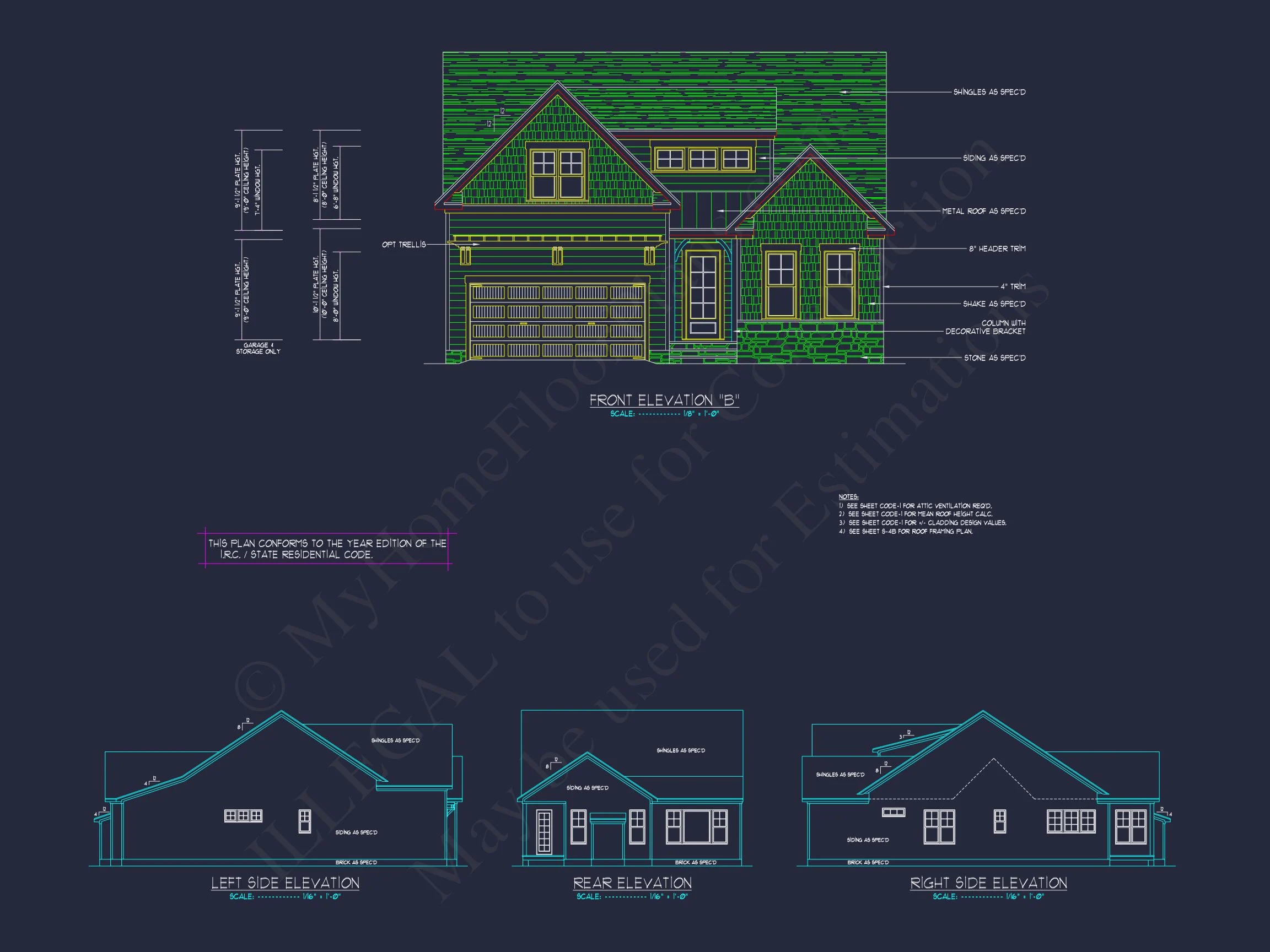 14-1232 HOUSE PLAN - Stylish Craftsman House Plan with Two-Story Floor Designs 4 Stylish Craftsman house Plan with Two-Story Floor Designs