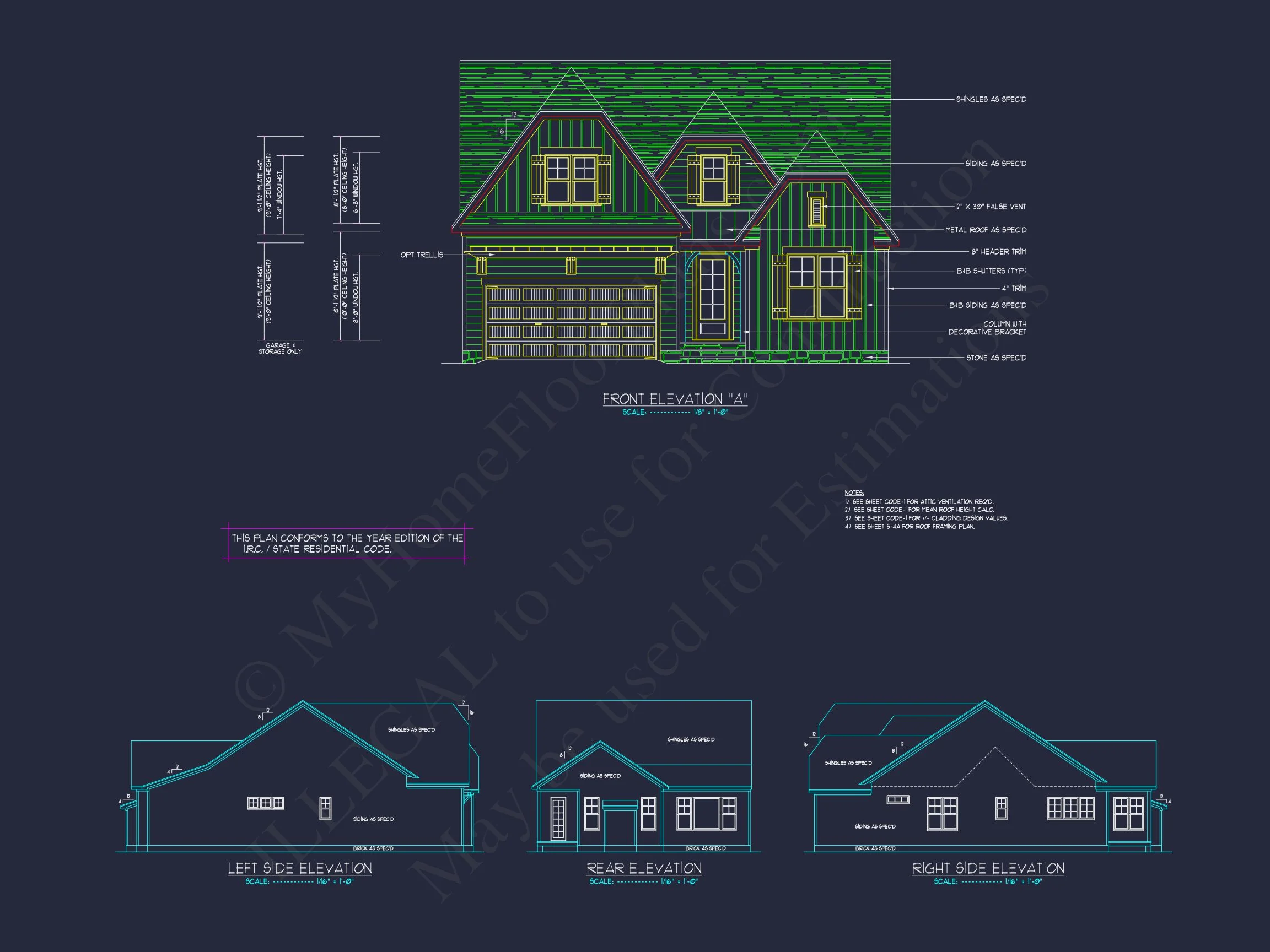 14-1232 HOUSE PLAN - Stylish Craftsman House Plan with Two-Story Floor Designs 3 Stylish Craftsman house Plan with Two-Story Floor Designs