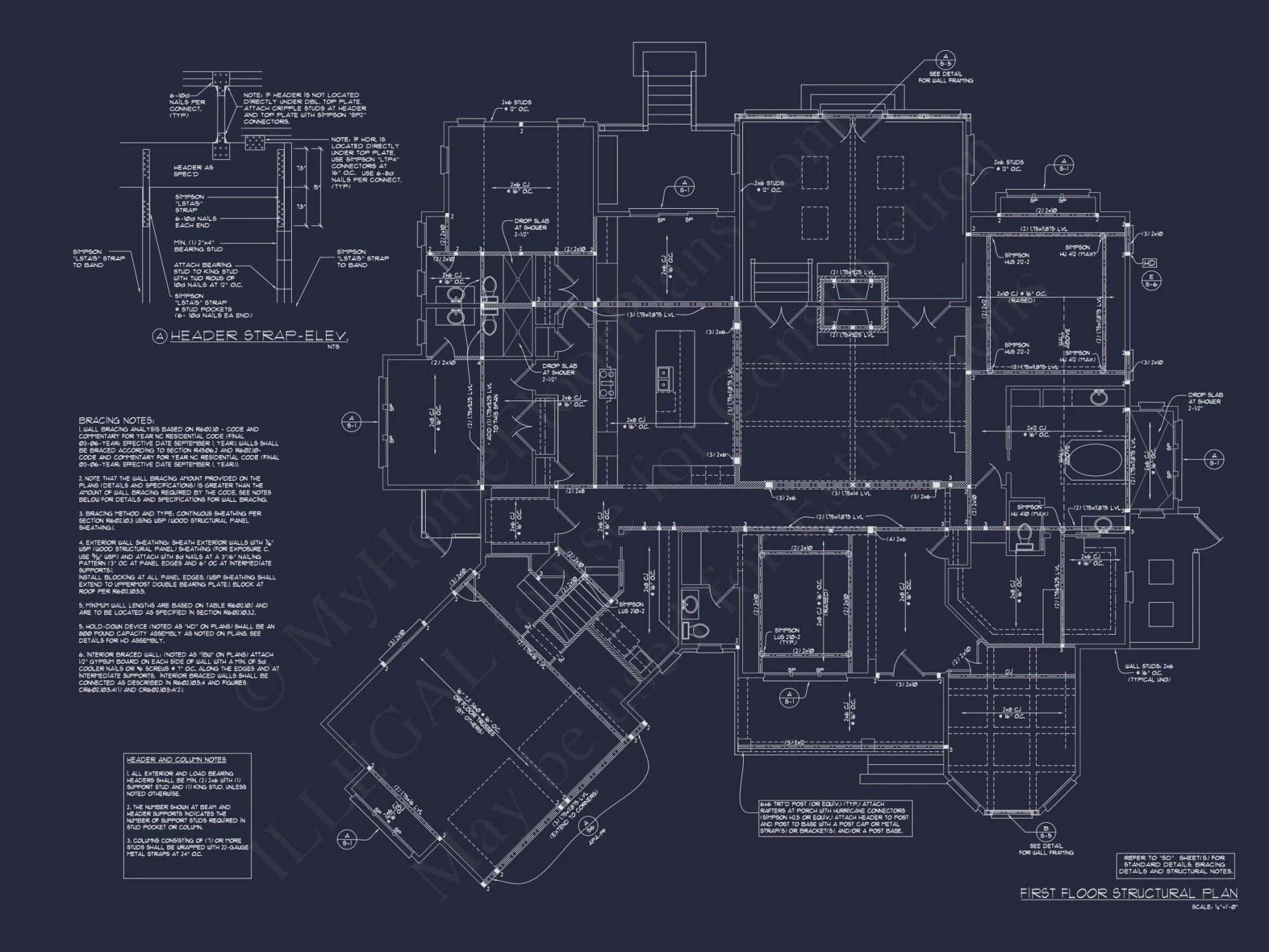 Coastal Craftsman house Plan: 4-Bed, 3-Bath Floor Plan Blueprint