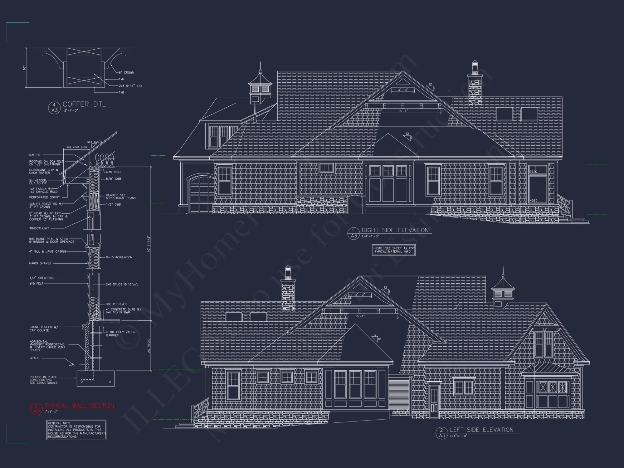 Coastal Craftsman house Plan: 4-Bed, 3-Bath Floor Plan Blueprint