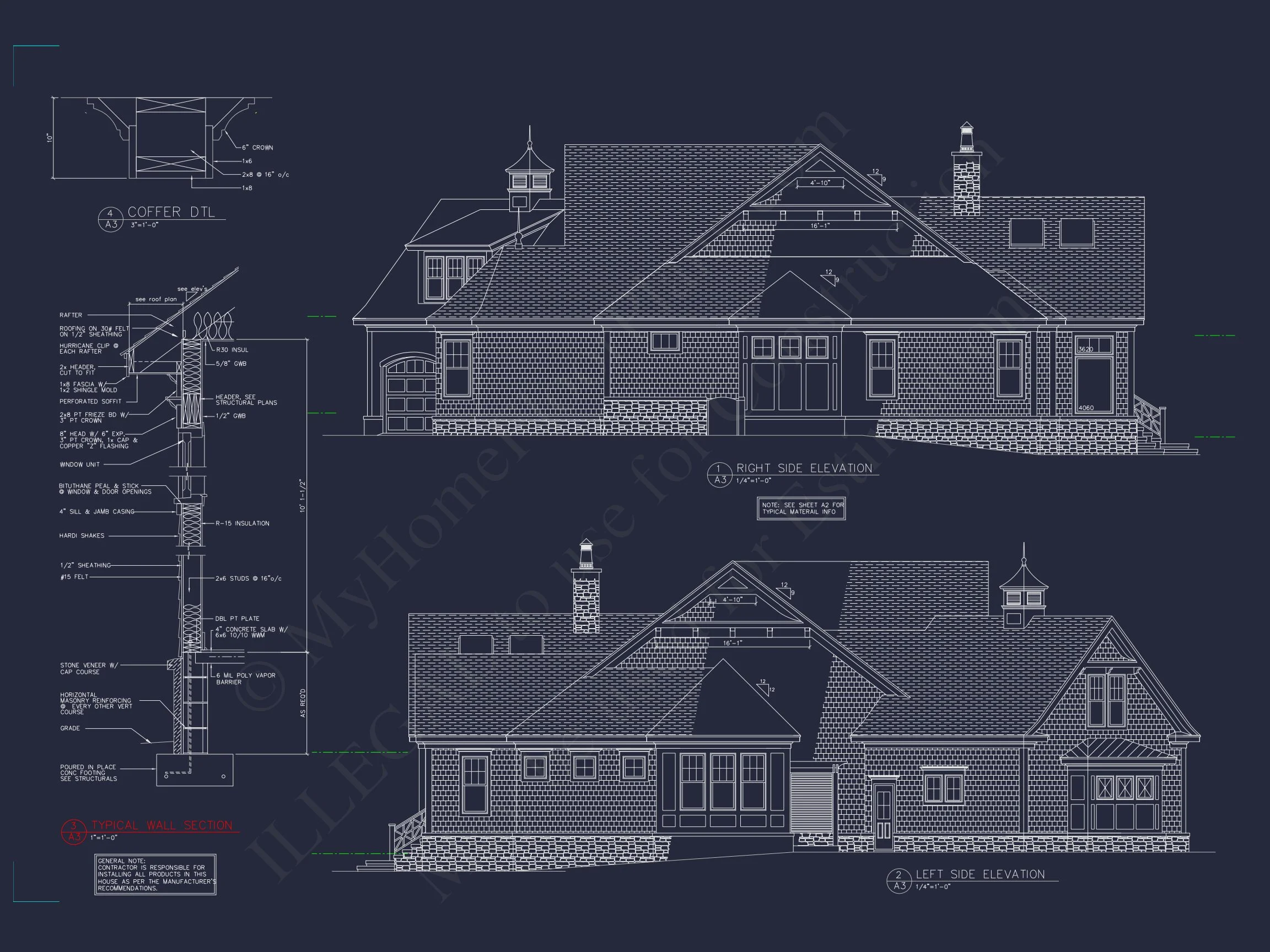 14-1086 HOUSE PLAN - Coastal Craftsman House Plan: 4-Bed, 3-Bath Floor Plan Blueprint 4 Coastal Craftsman house Plan: 4-Bed, 3-Bath Floor Plan Blueprint