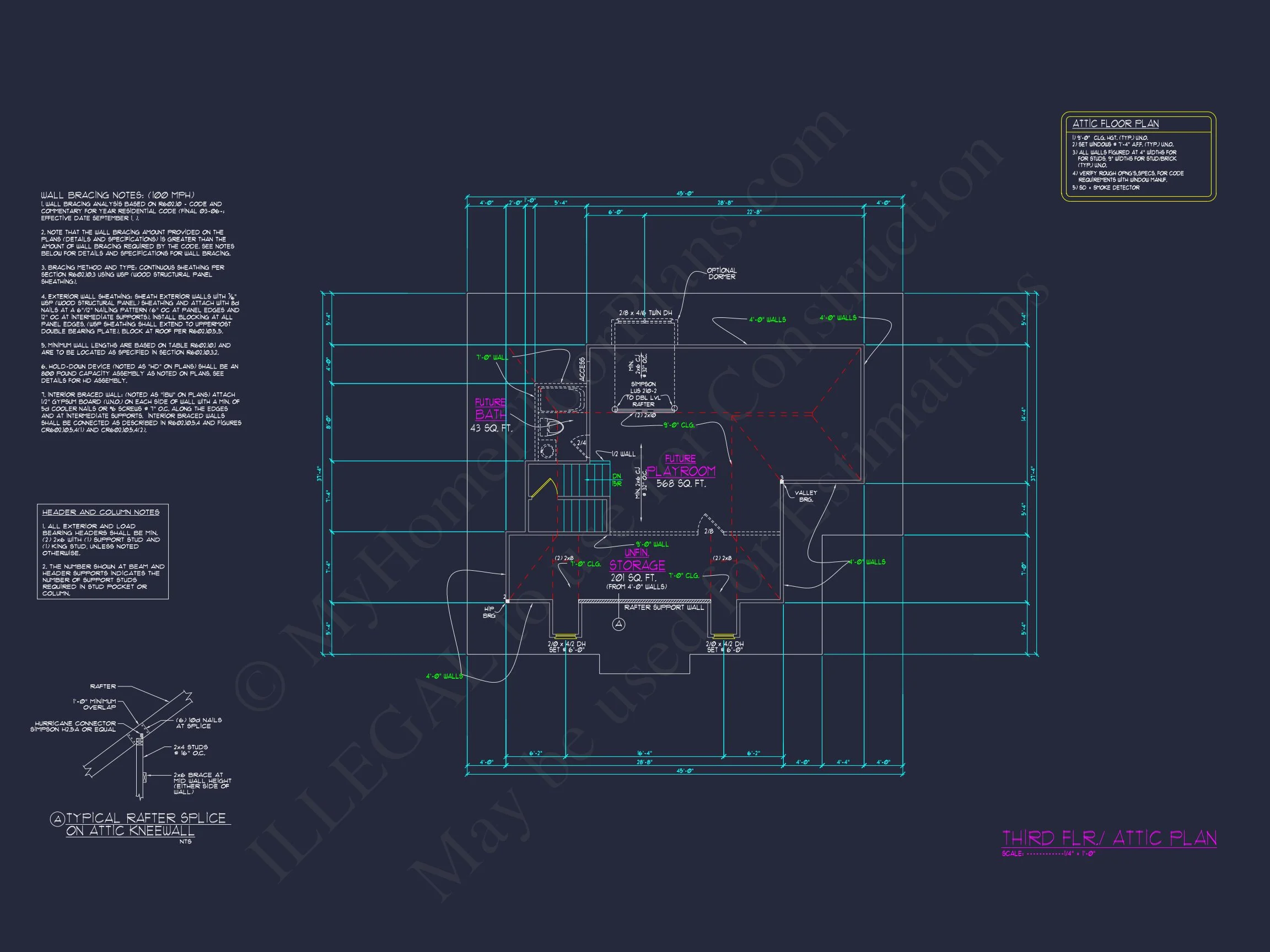 13-1831B HOUSE PLAN - House Blueprint Designs with CAD | 2.5-Story Floor Plan (45ft) 14 house Blueprint Designs with CAD