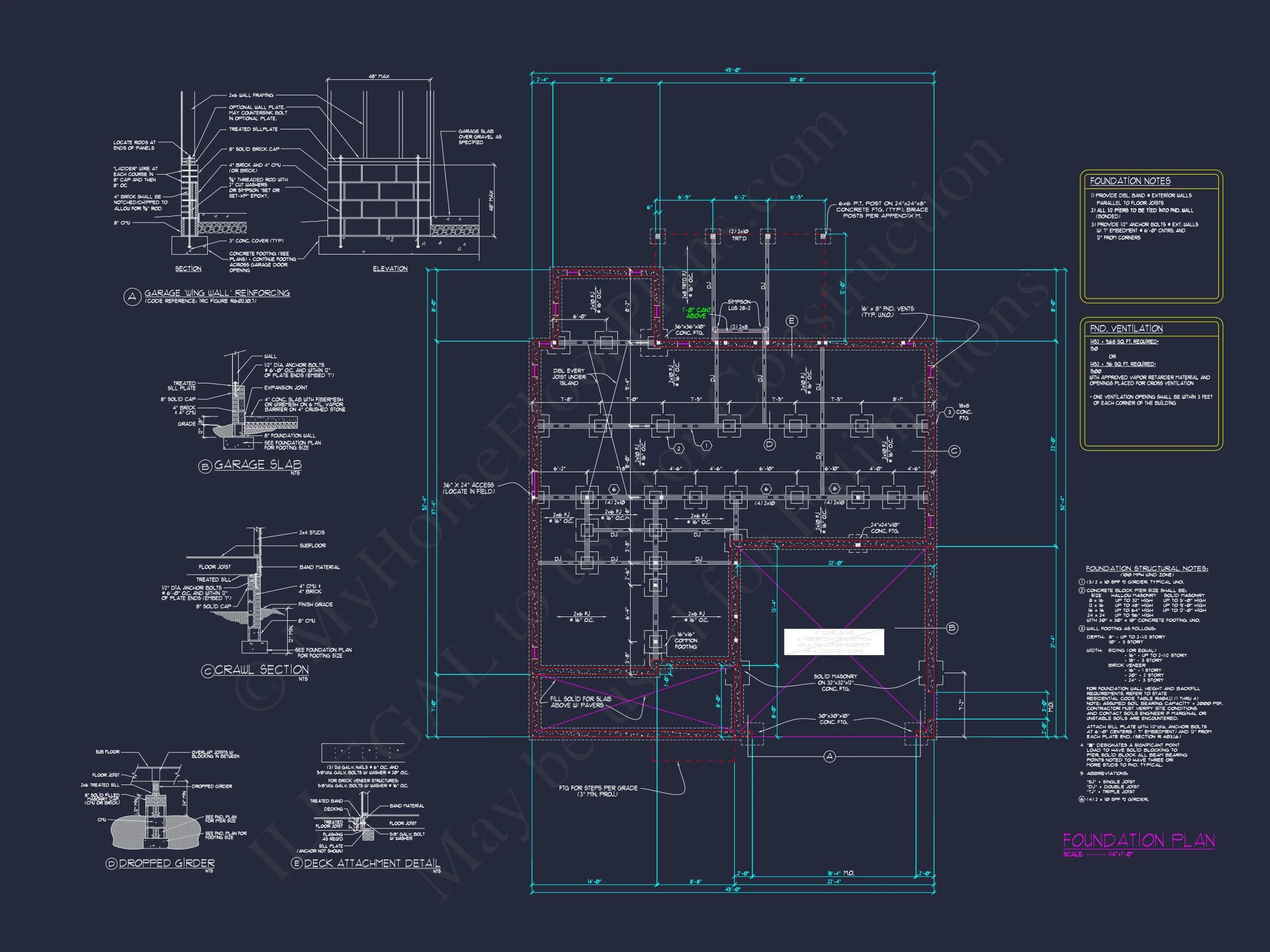 13-1831B HOUSE PLAN - House Blueprint Designs with CAD | 2.5-Story Floor Plan (45ft) 11 2.5-Story Floor Plan (45ft)