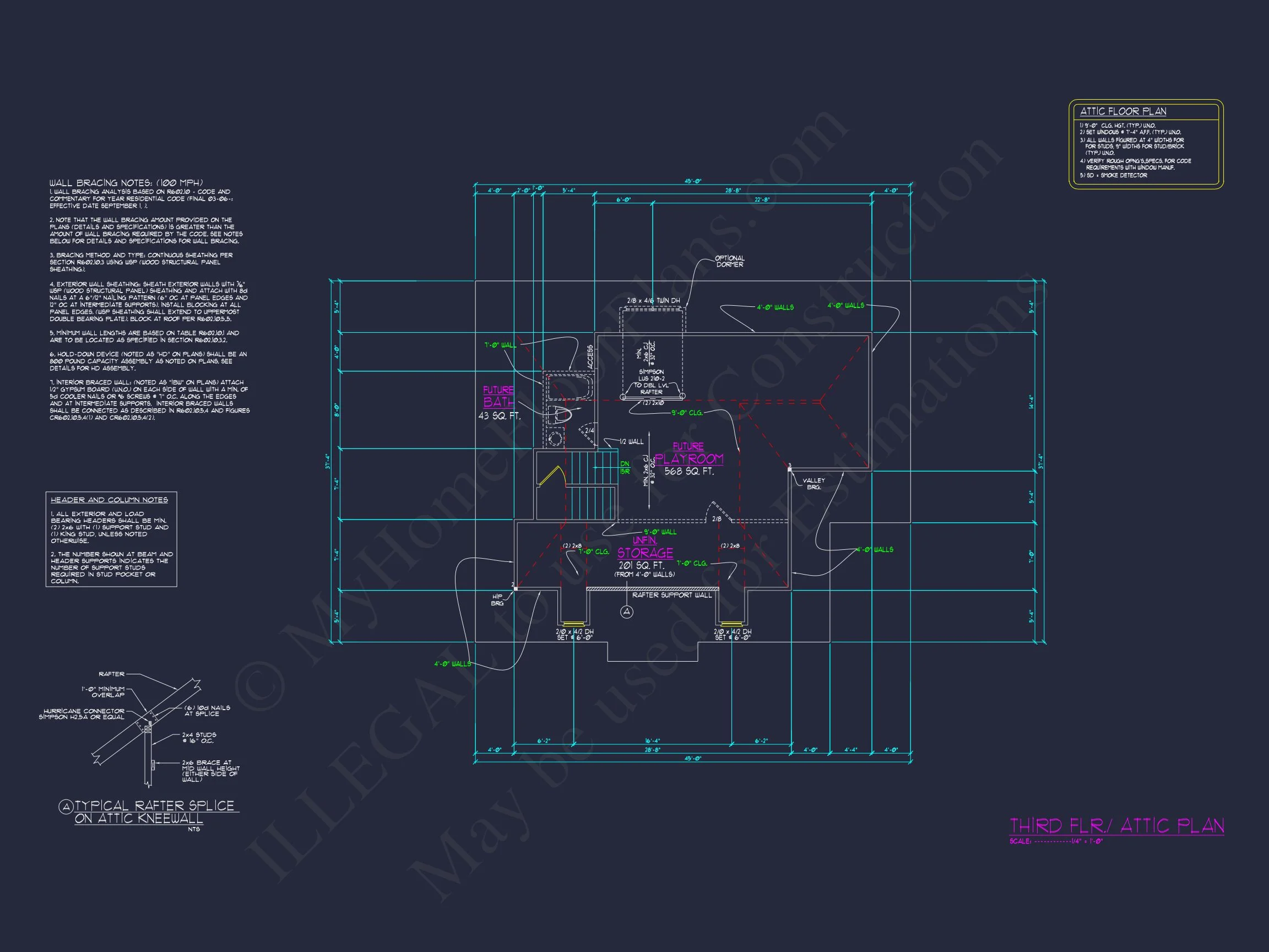 13-1831B HOUSE PLAN - House Blueprint Designs with CAD | 2.5-Story Floor Plan (45ft) 10 house Blueprint Designs with CAD