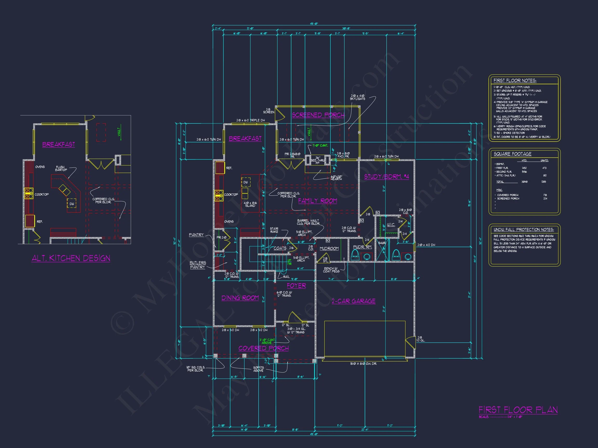 13-1831B HOUSE PLAN - House Blueprint Designs with CAD | 2.5-Story Floor Plan (45ft) 8 house Blueprint Designs with CAD